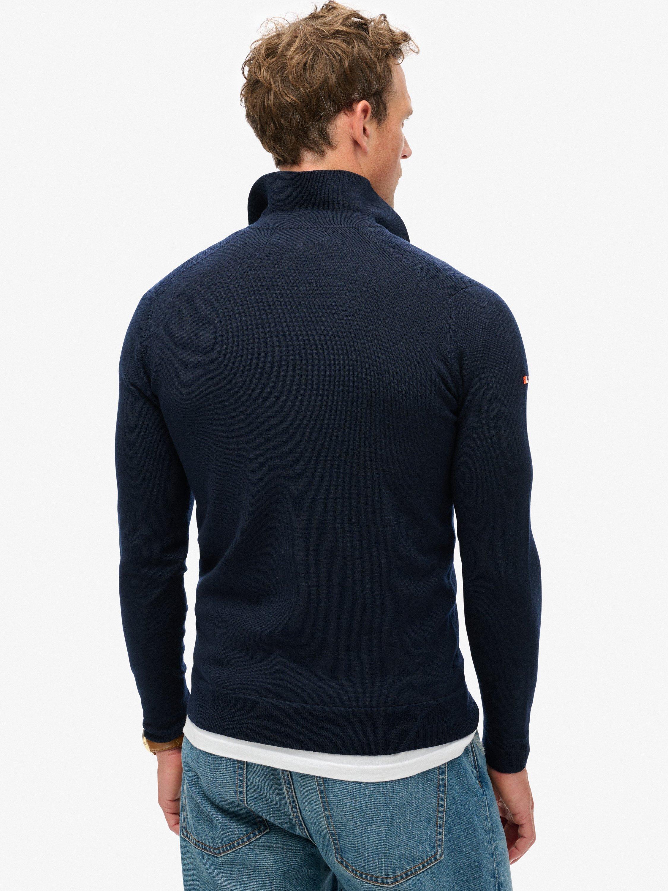 Product image 2 of 5, which shows Superdry Merino Wool Blend Polo Shirt, Lauren Navy, XXL
