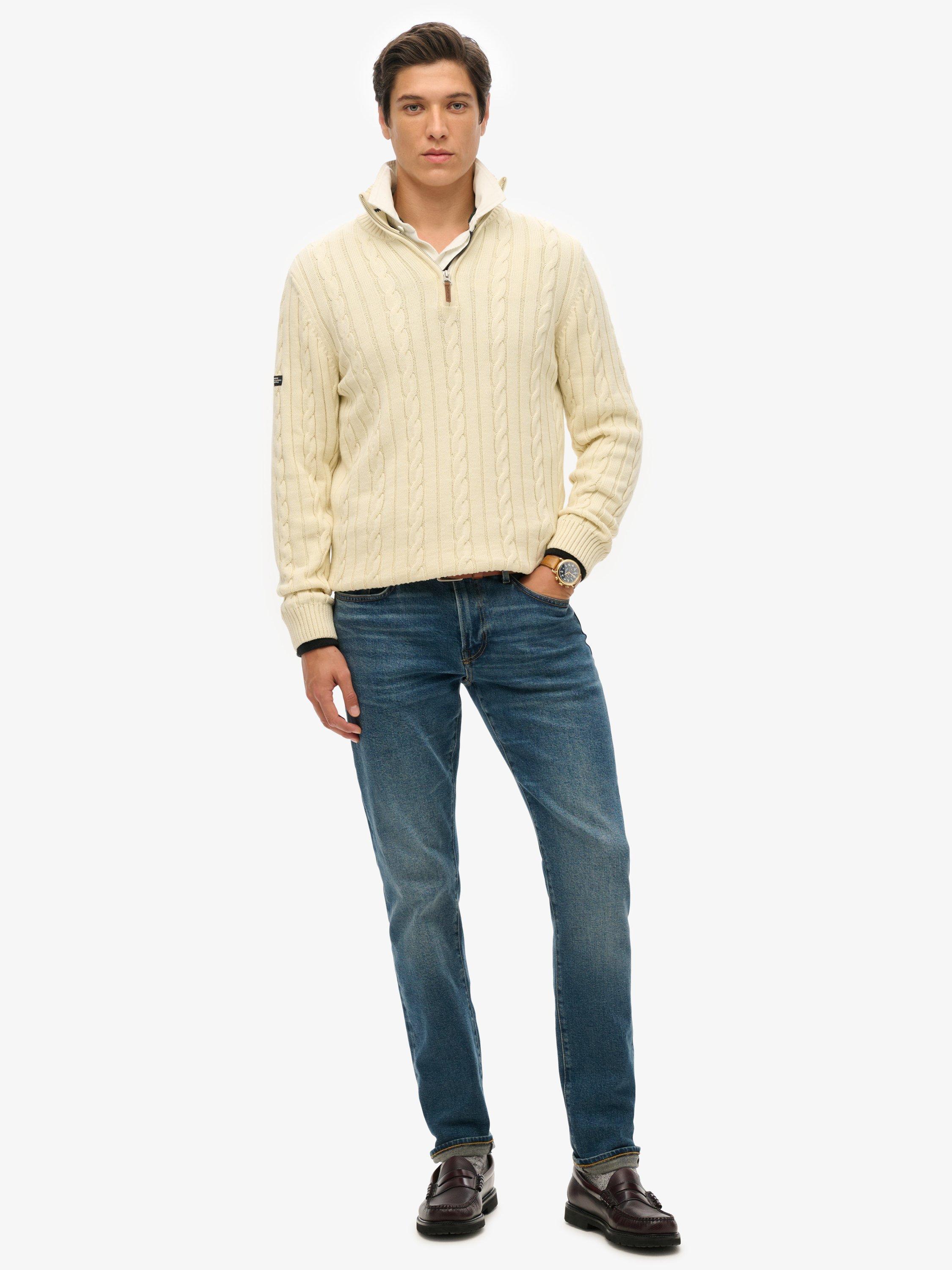 Product image 3 of 4, which shows Superdry Cable Knit Cotton Jumper, Cream, S
