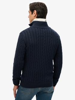 Superdry Cable Knit Cotton Jumper - view 2, Navy