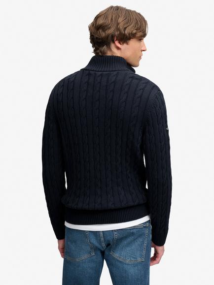 Superdry Cable Knit Cotton Jumper - view 2, Navy