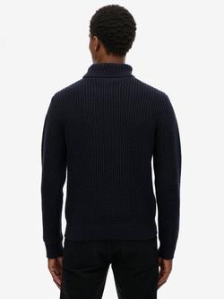 Superdry Merchant Store Wool Blend Textured Roll Neck Jumper, Navy - view 2, Navy