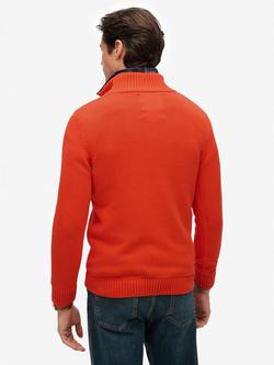 Superdry Organic Cotton Half Zip Knit Jumper - view 2, Orange