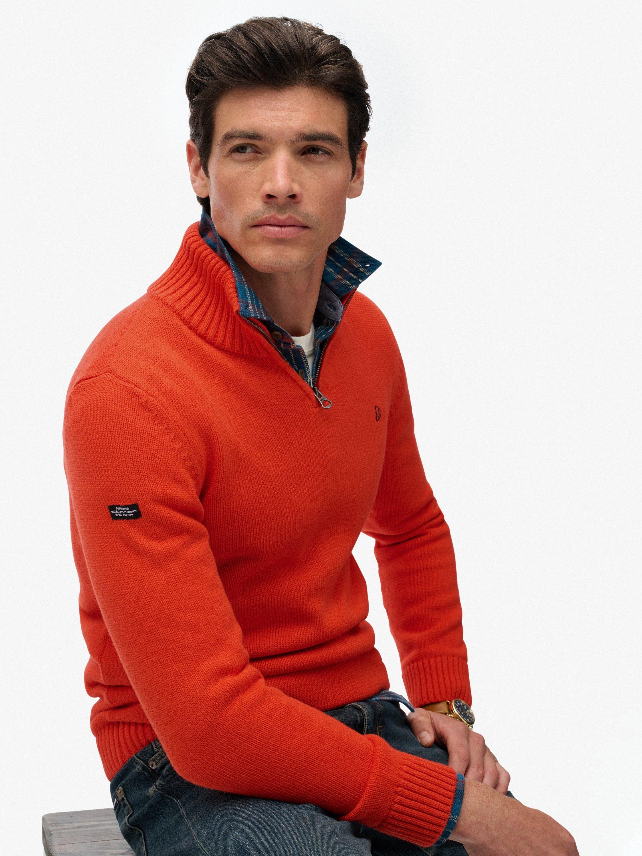 Product image 4 of 5, which shows Superdry Organic Cotton Half Zip Knit Jumper, Orange, S