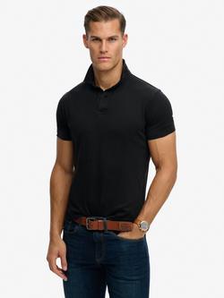 Superdry Essential Jersey Polo Top, Meteorite Black, Meteorite Black