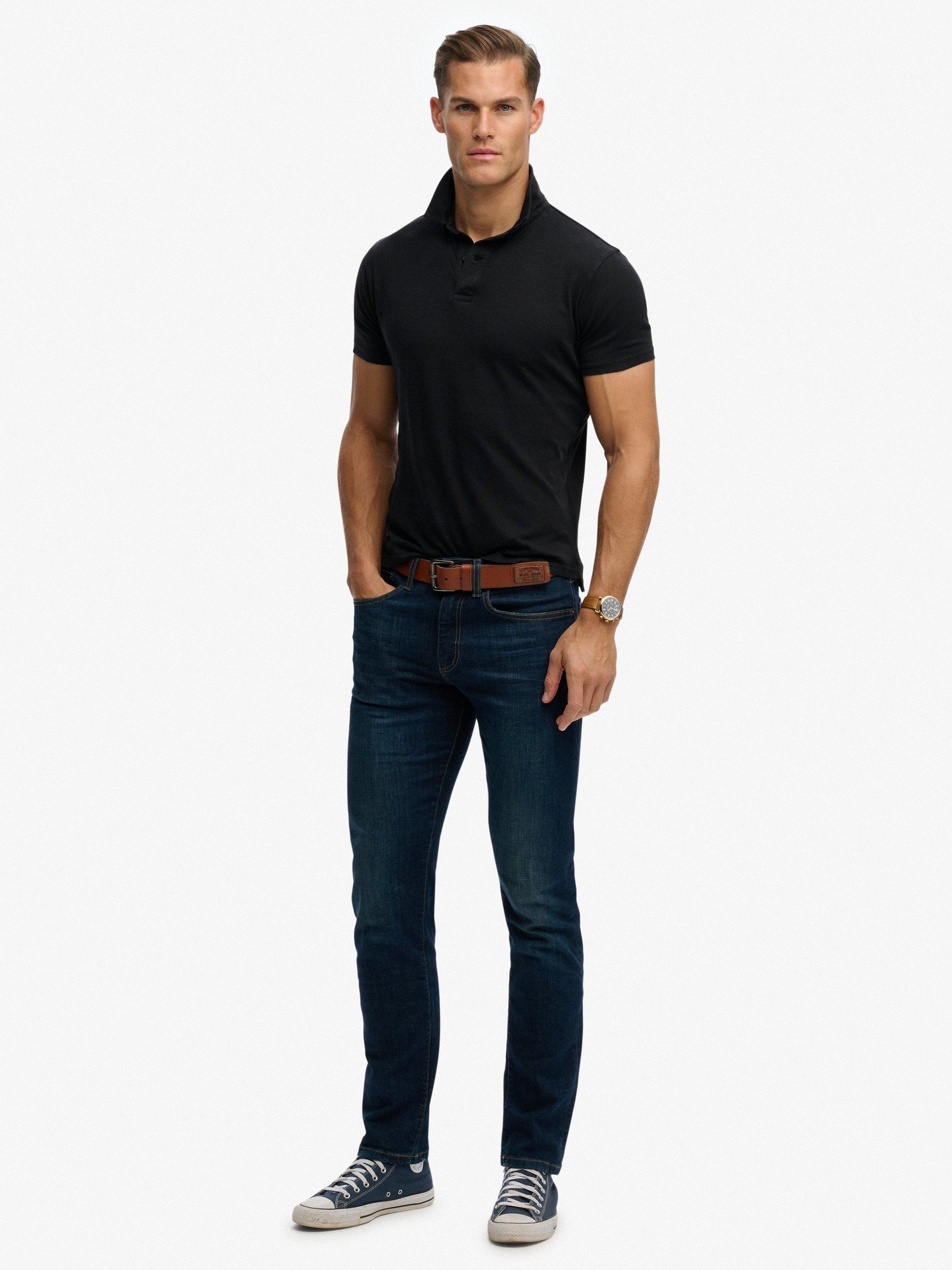 Product image 3 of 5, which shows Superdry Essential Jersey Polo Top, Meteorite Black, M