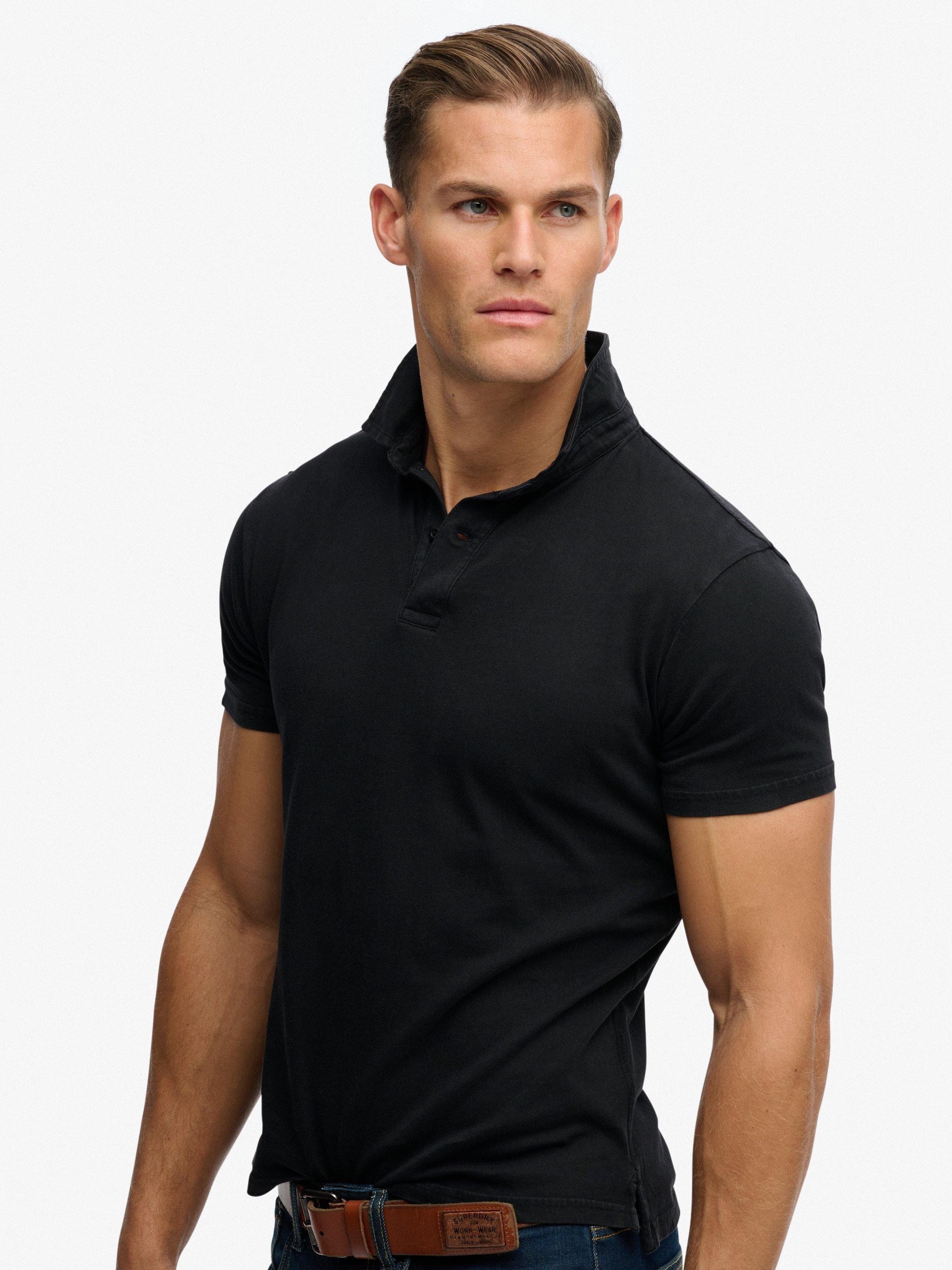 Product image 4 of 5, which shows Superdry Essential Jersey Polo Top, Meteorite Black, M
