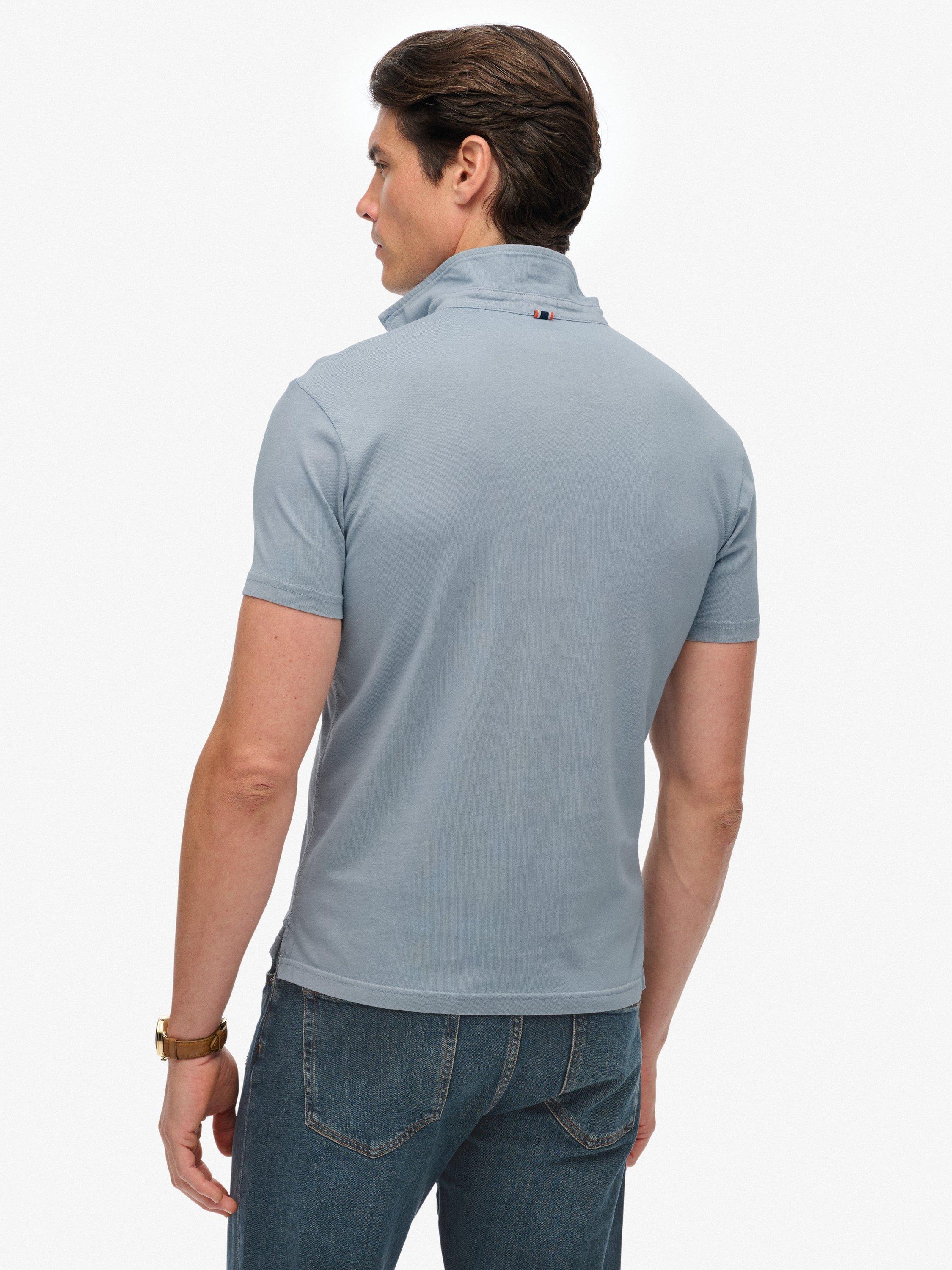 Product image 2 of 6, which shows Superdry Cotton Essential Jersey Polo Top, Washed Denim, XXL