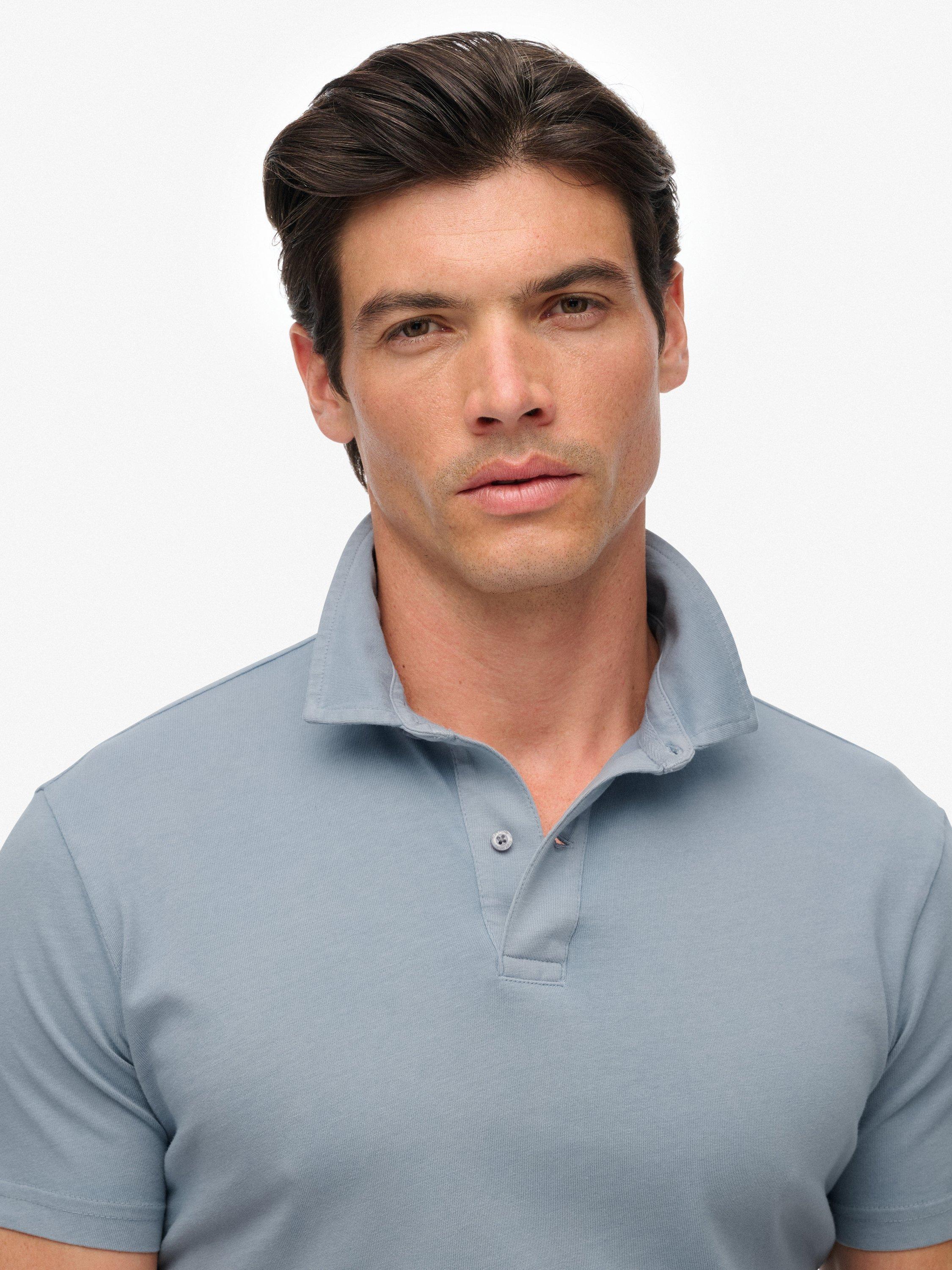 Product image 5 of 6, which shows Superdry Cotton Essential Jersey Polo Top, Washed Denim, XXL