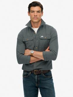 Superdry Trailsman Relaxed Fit Overshirt, Pearl Blue, Balsam Green