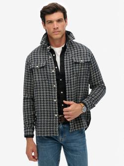 Superdry Textured Workwear Shirt, Indigo Check, Indigo Check