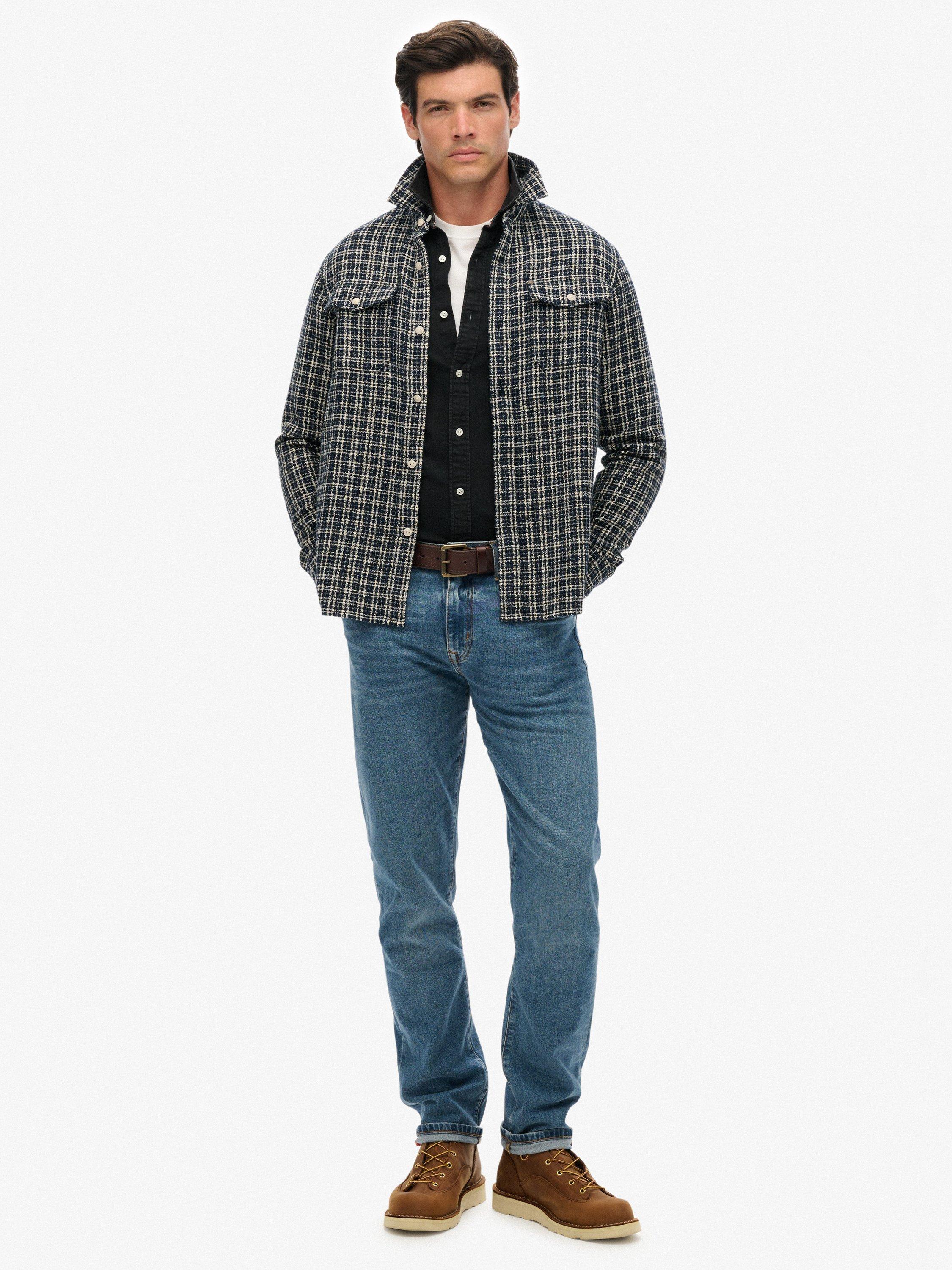 Product image 3 of 6, which shows Superdry Textured Workwear Shirt, Indigo Check, M