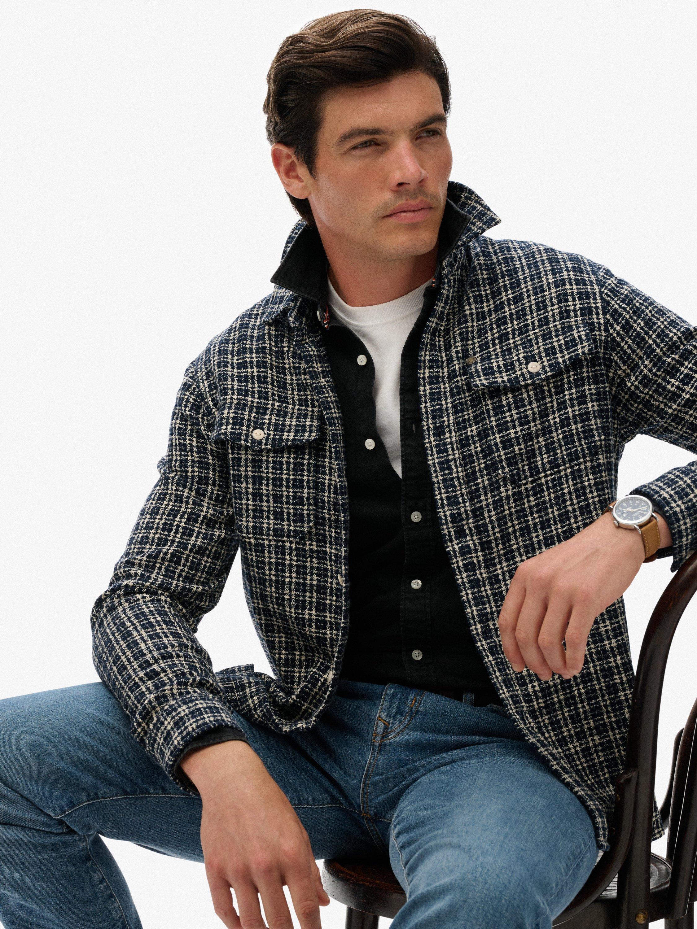 Product image 4 of 6, which shows Superdry Textured Workwear Shirt, Indigo Check, M