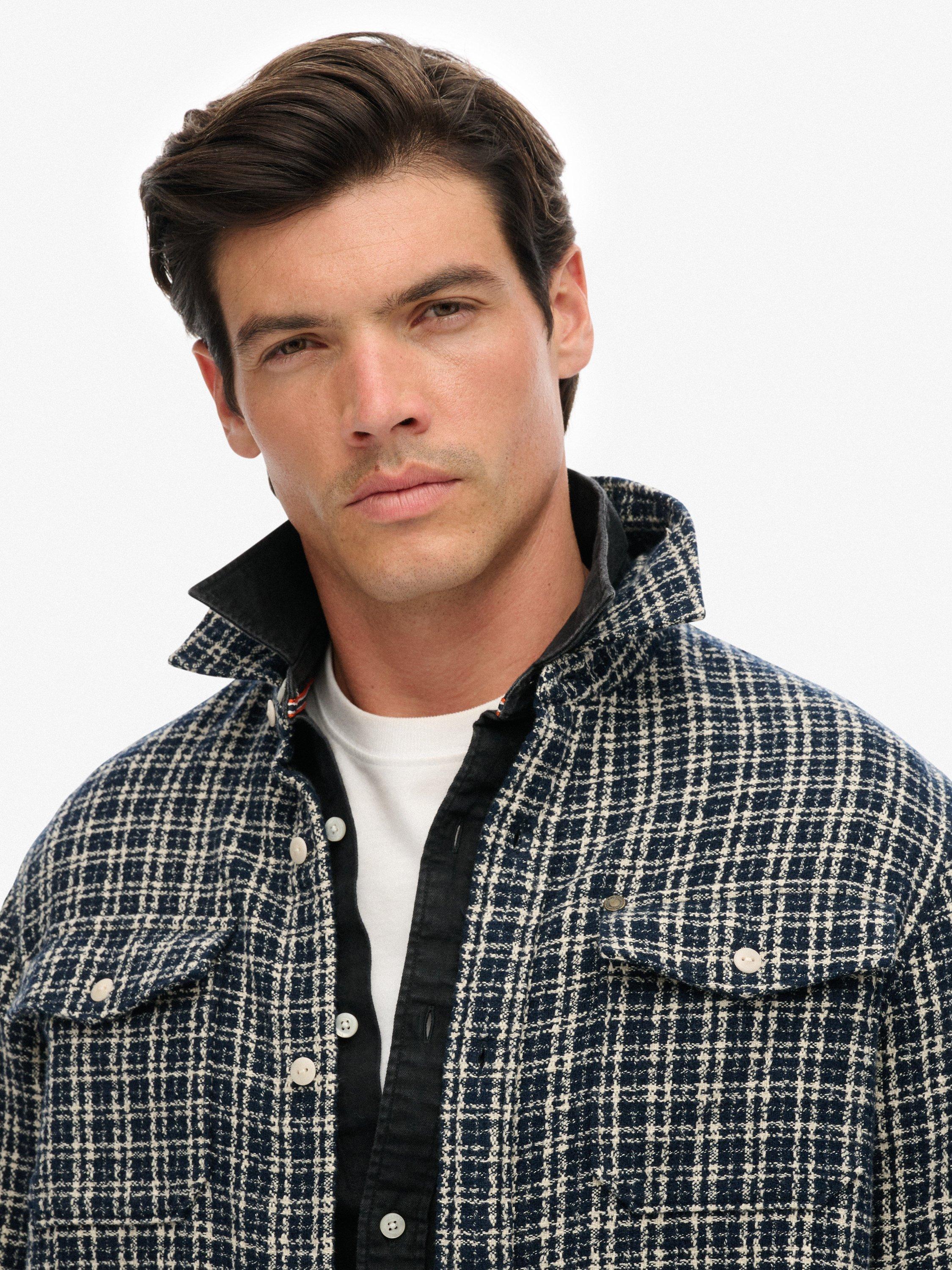 Product image 5 of 6, which shows Superdry Textured Workwear Shirt, Indigo Check, M