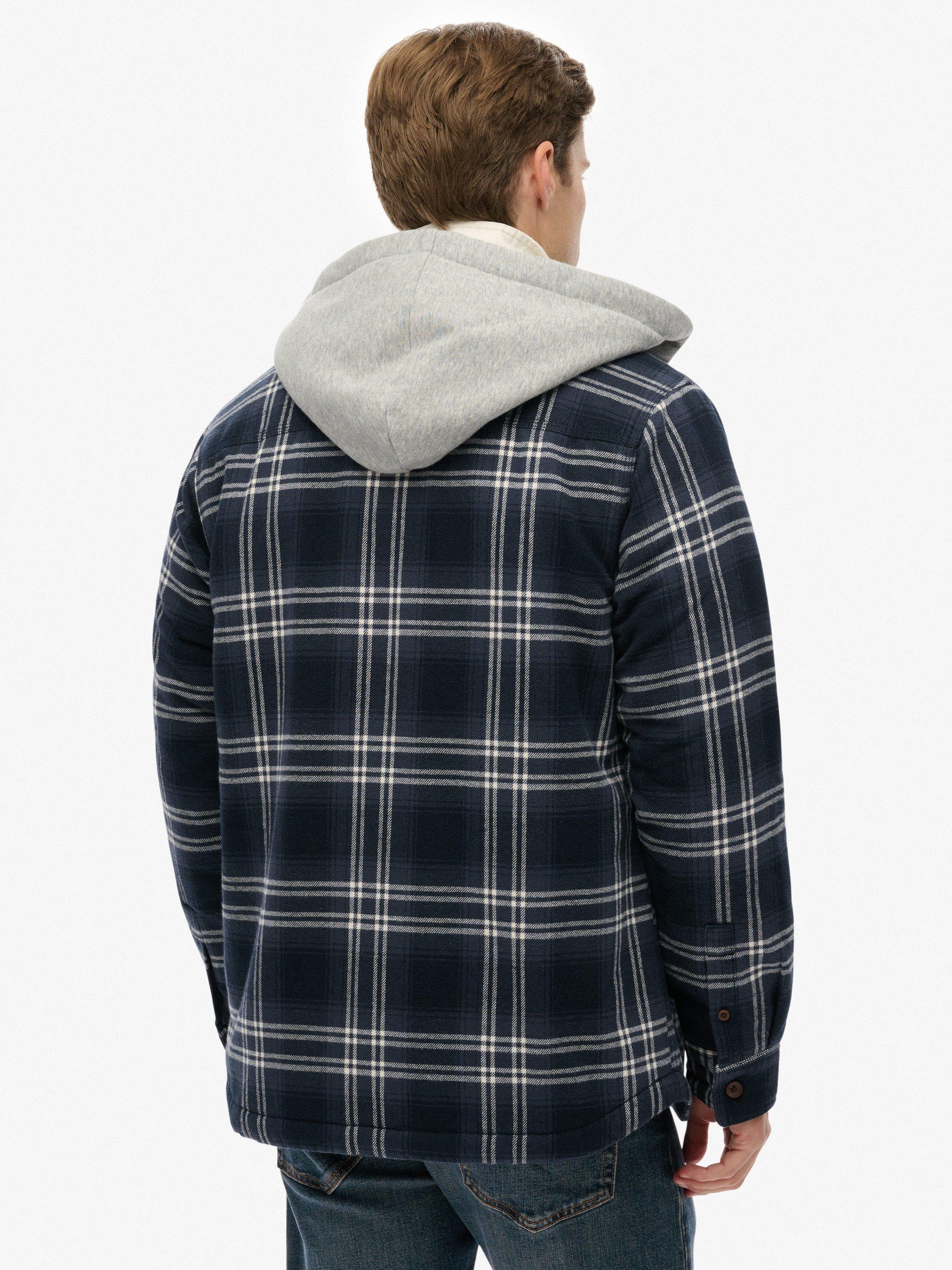 Product image 2 of 6, which shows Superdry Surplus Hooded Check Shirt, Navy Window Check, XXXL