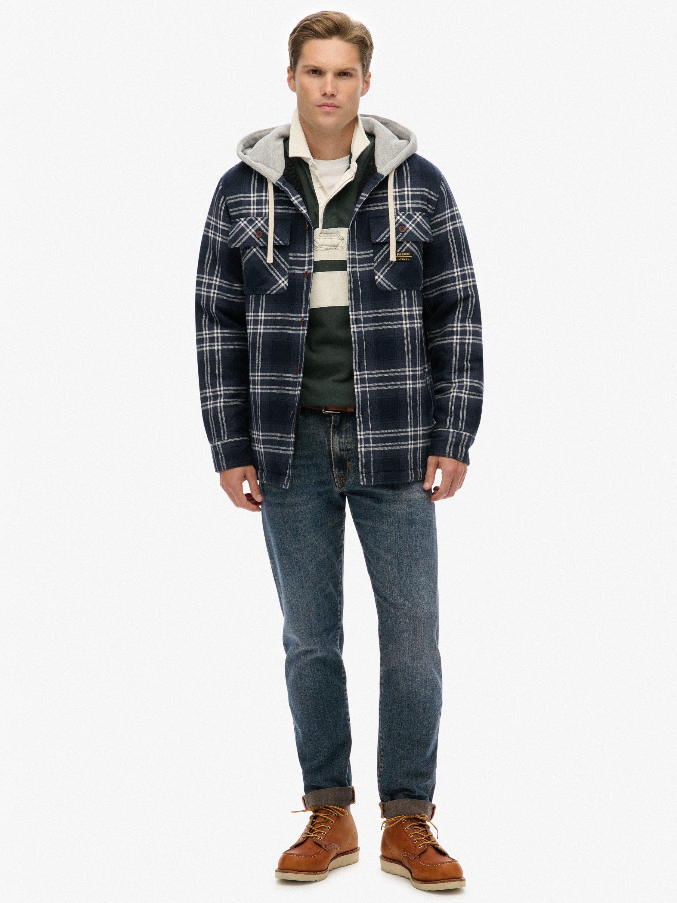 Product image 3 of 6, which shows Superdry Surplus Hooded Check Shirt, Navy Window Check, XXXL