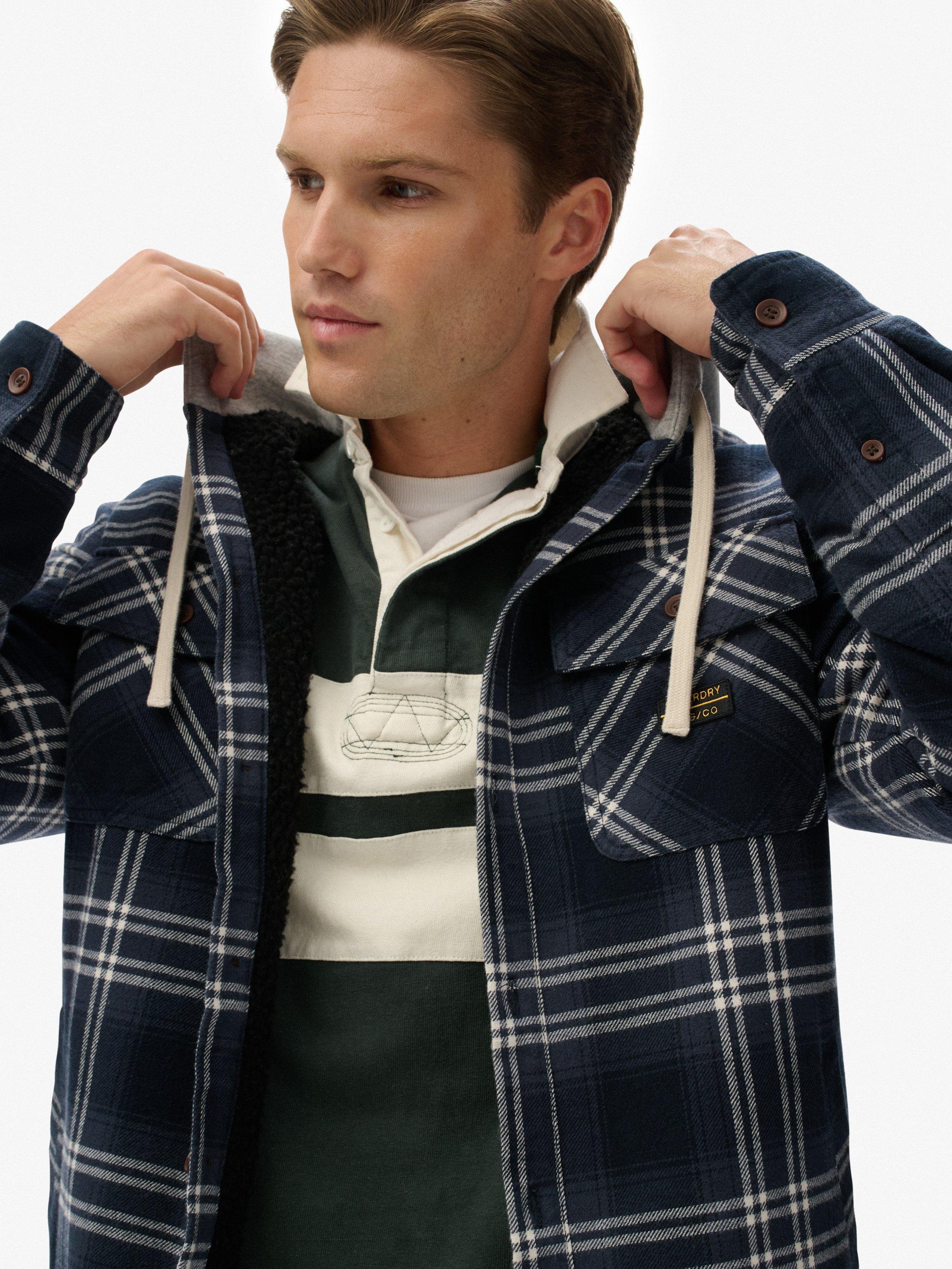 Product image 4 of 6, which shows Superdry Surplus Hooded Check Shirt, Navy Window Check, XXXL