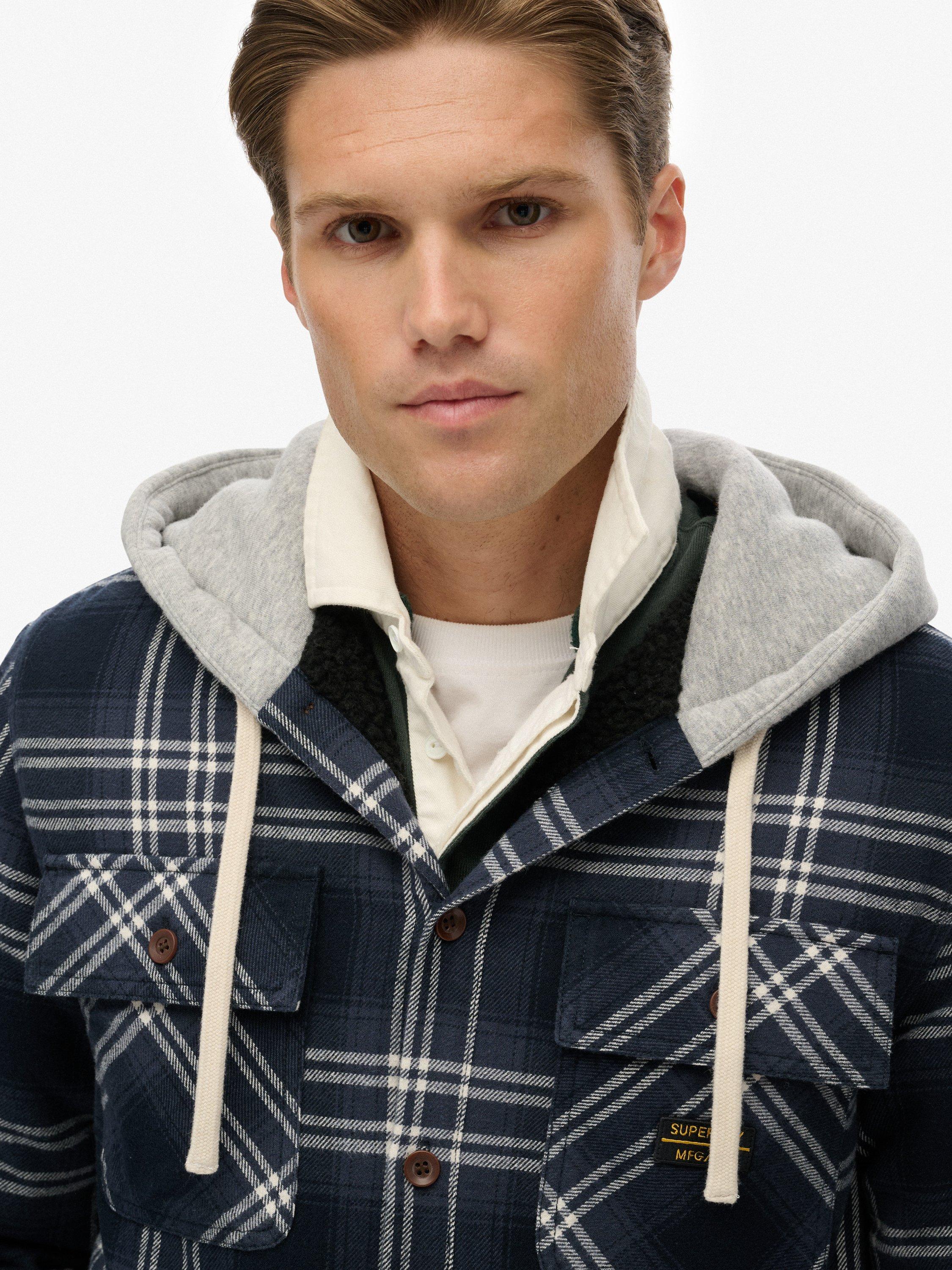 Product image 5 of 6, which shows Superdry Surplus Hooded Check Shirt, Navy Window Check, XXXL