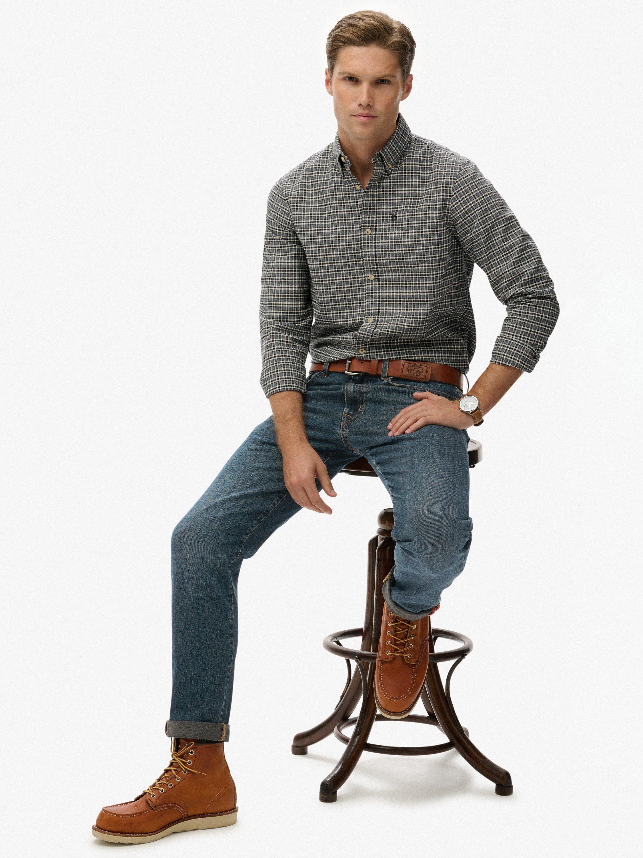 Product image 4 of 6, which shows Superdry Premium Check Oxford Shirt, Charcoal Marl Micro, L