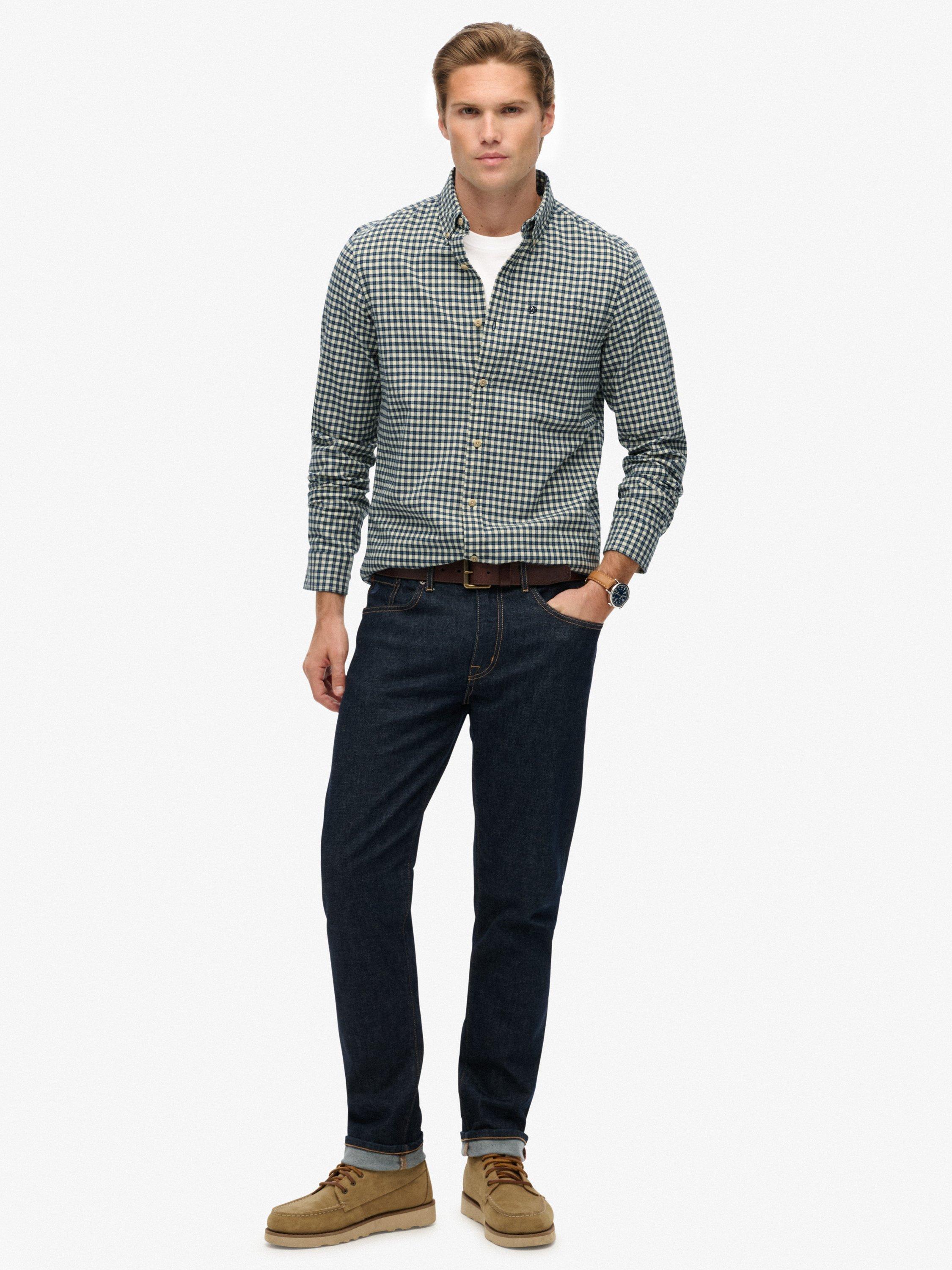 Product image 3 of 6, which shows Superdry Premium Check Oxford Shirt, Ecru/Blue Micro Grid, XXXL