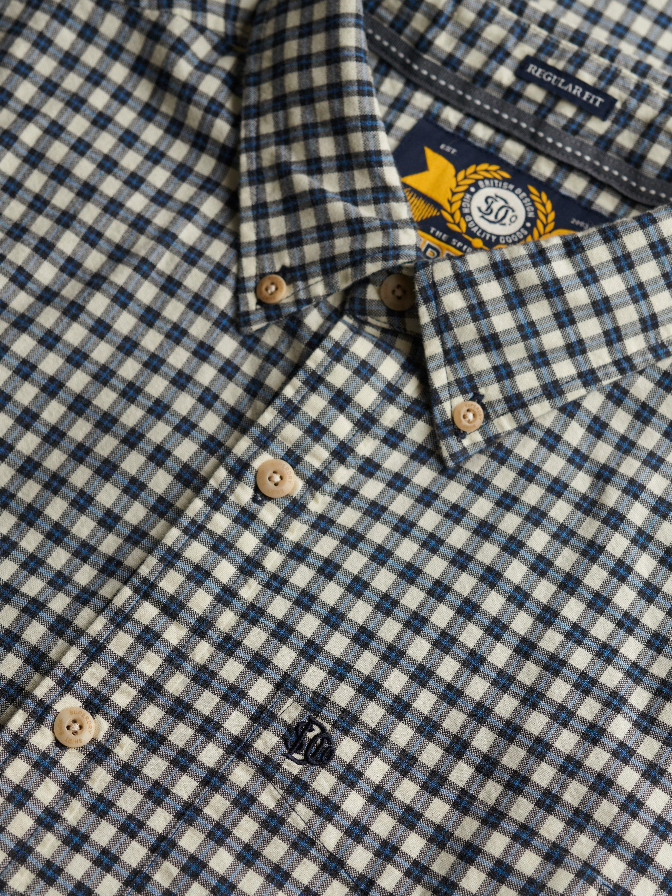Product image 6 of 6, which shows Superdry Premium Check Oxford Shirt, Ecru/Blue Micro Grid, XXXL