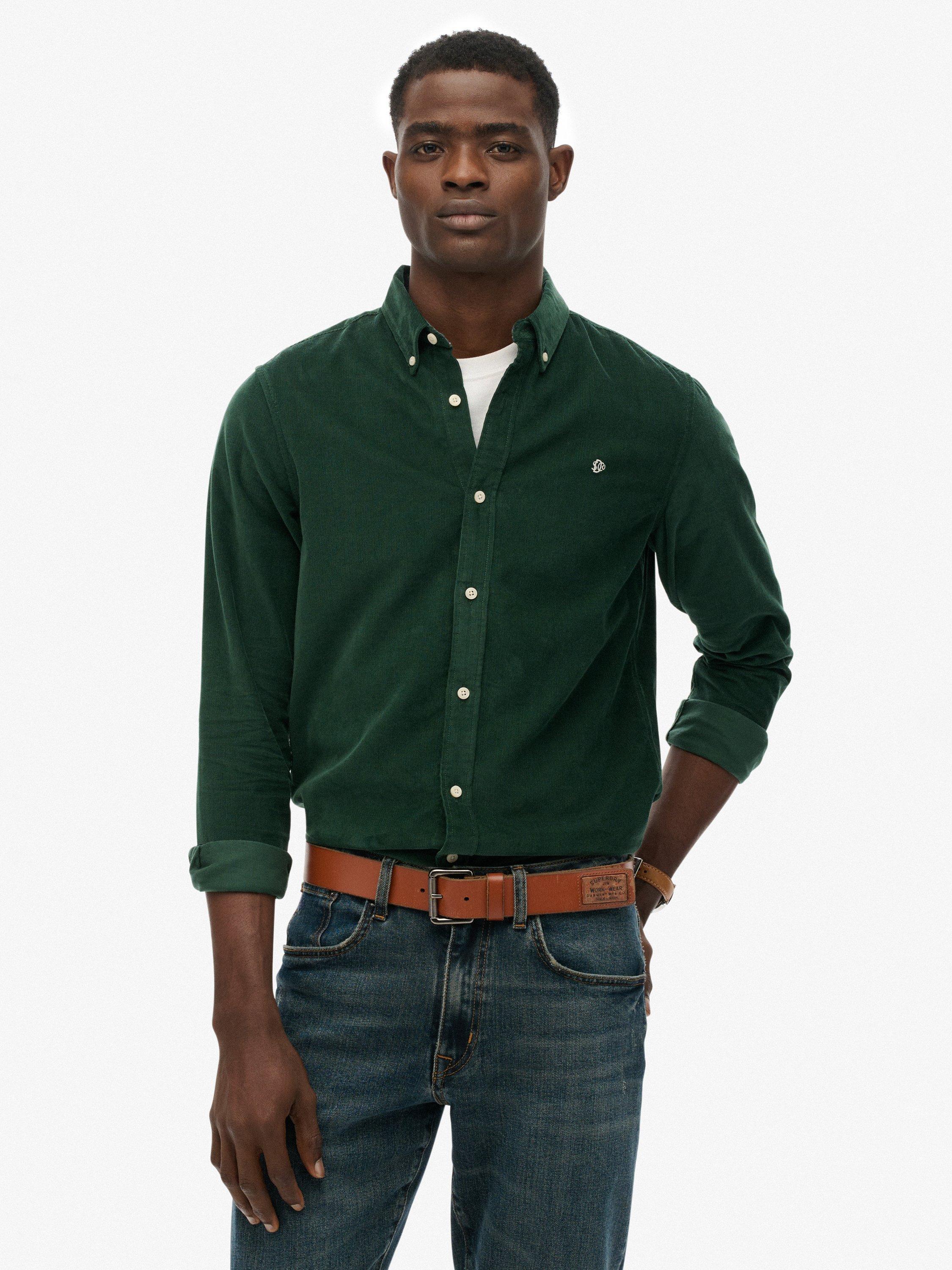 Product image 1 of 5, which shows Superdry Classic Needle Corduroy Shirt, Enamel Green, XXL