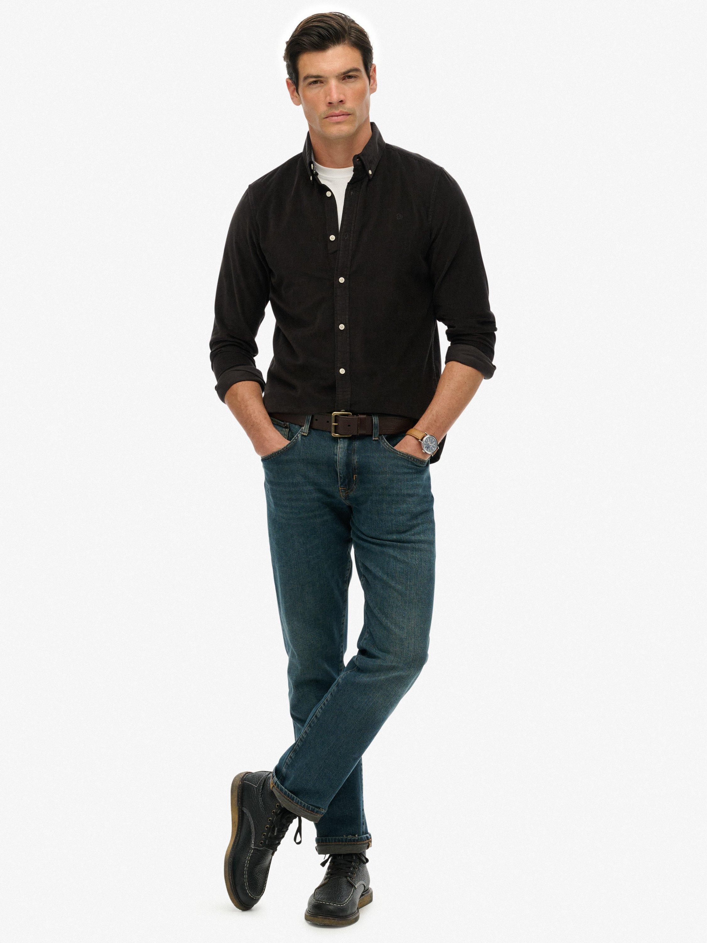 Product image 1 of 5, which shows Superdry Classic Needle Cord Shirt, Meteorite Black, XXL