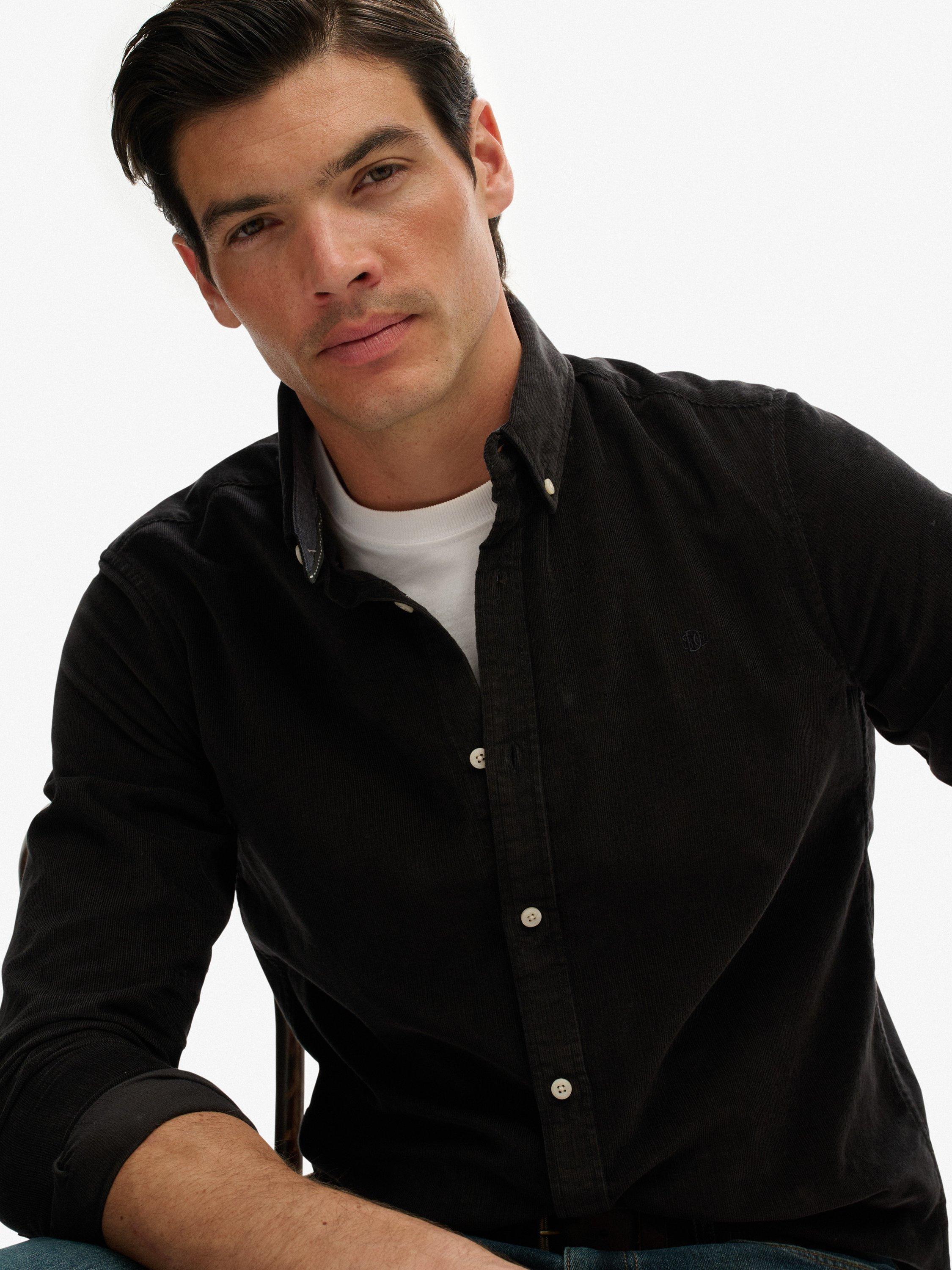 Product image 3 of 5, which shows Superdry Classic Needle Cord Shirt, Meteorite Black, XXL