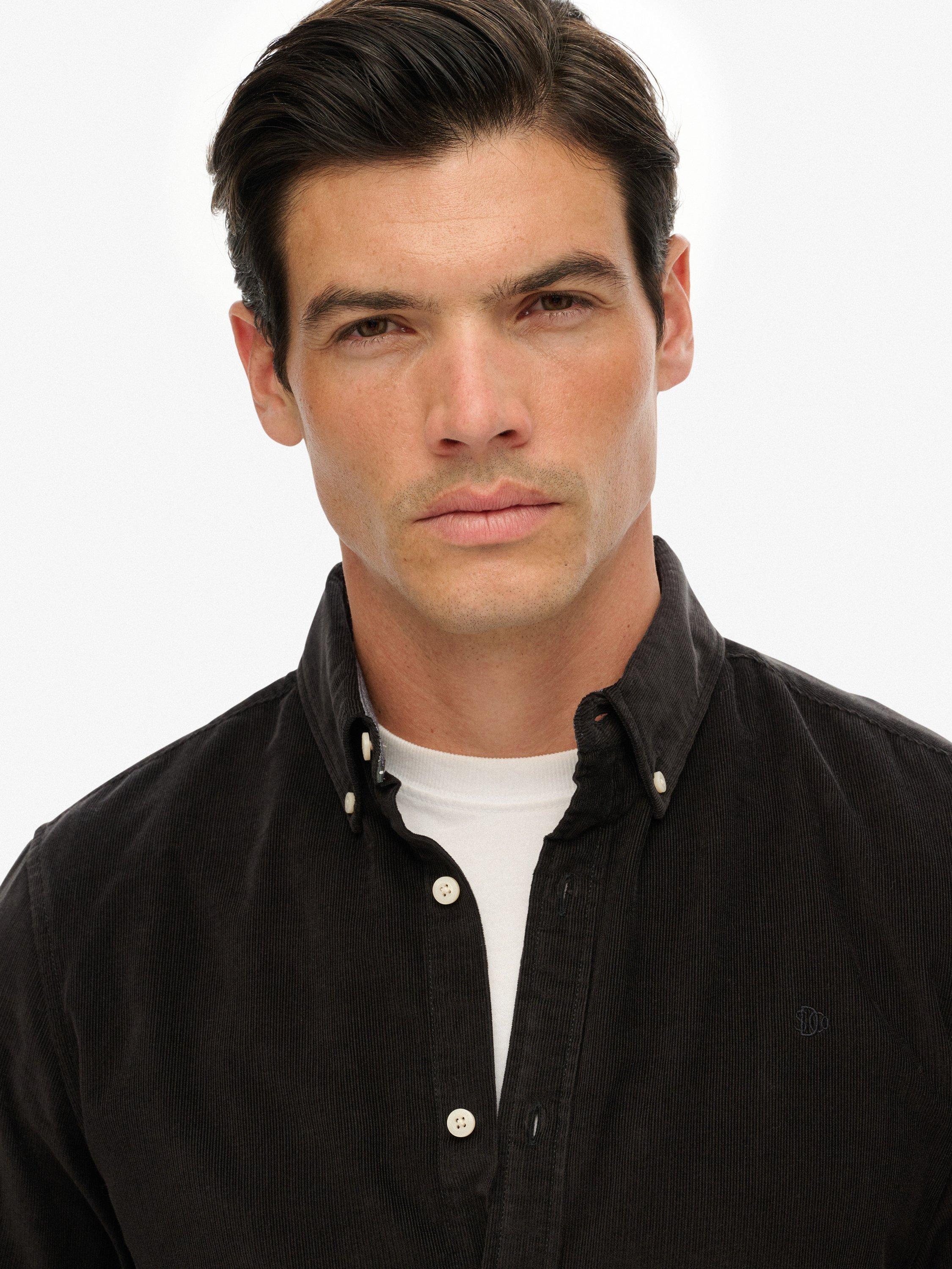 Product image 4 of 5, which shows Superdry Classic Needle Cord Shirt, Meteorite Black, XXL