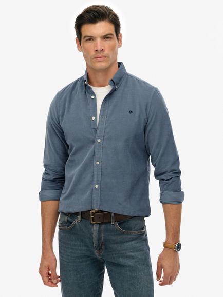 Superdry Cotton Regular Fit Classic Needlecord Shirt, Stormy Weather Blue, Stormy Weather Blue