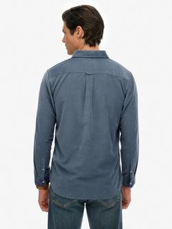 Superdry Cotton Regular Fit Classic Needlecord Shirt, Stormy Weather Blue - view 2, Stormy Weather Blue