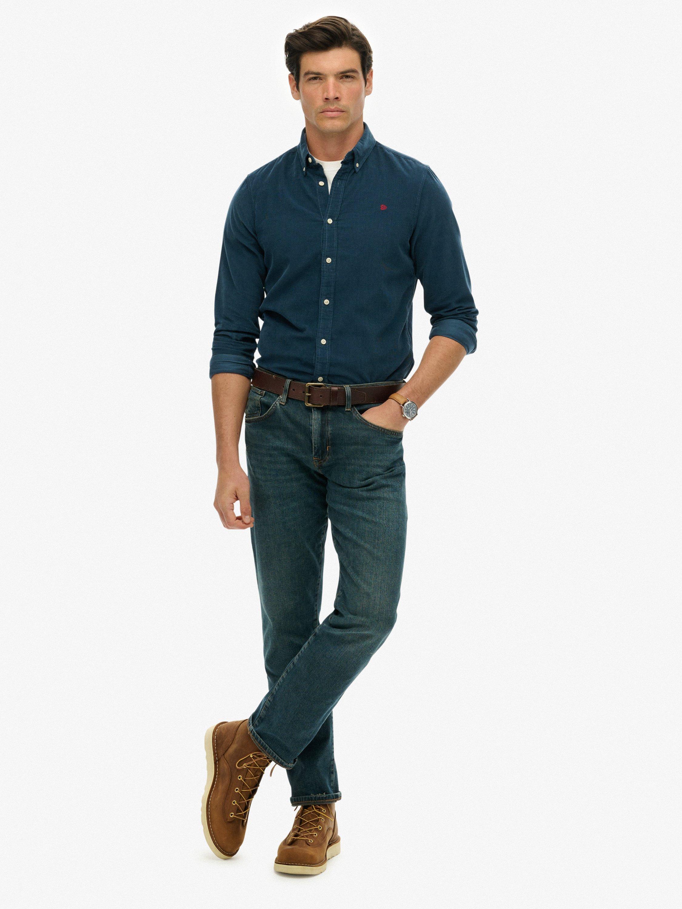 Product image 3 of 6, which shows Superdry Classic Needlecord Shirt, Insignia Blue, S