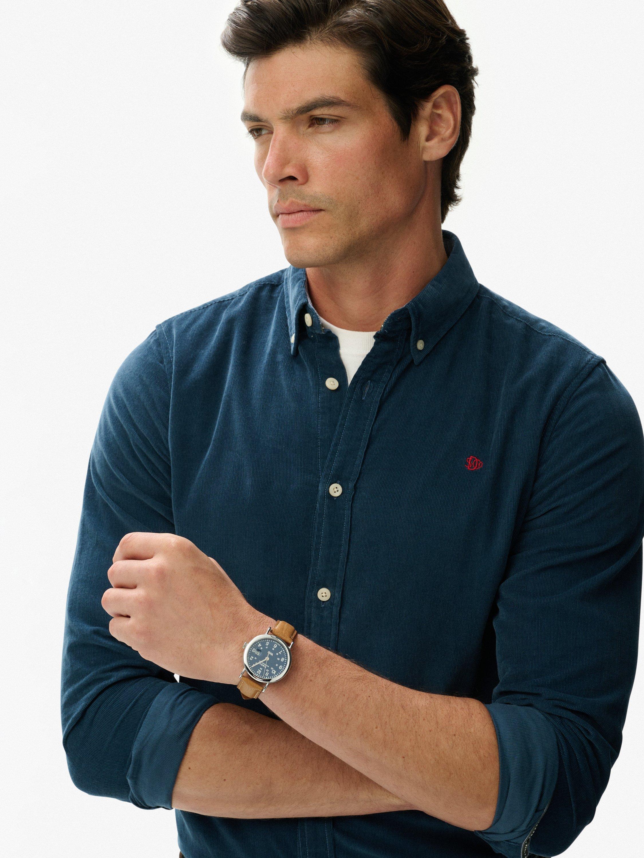 Product image 4 of 6, which shows Superdry Classic Needlecord Shirt, Insignia Blue, S
