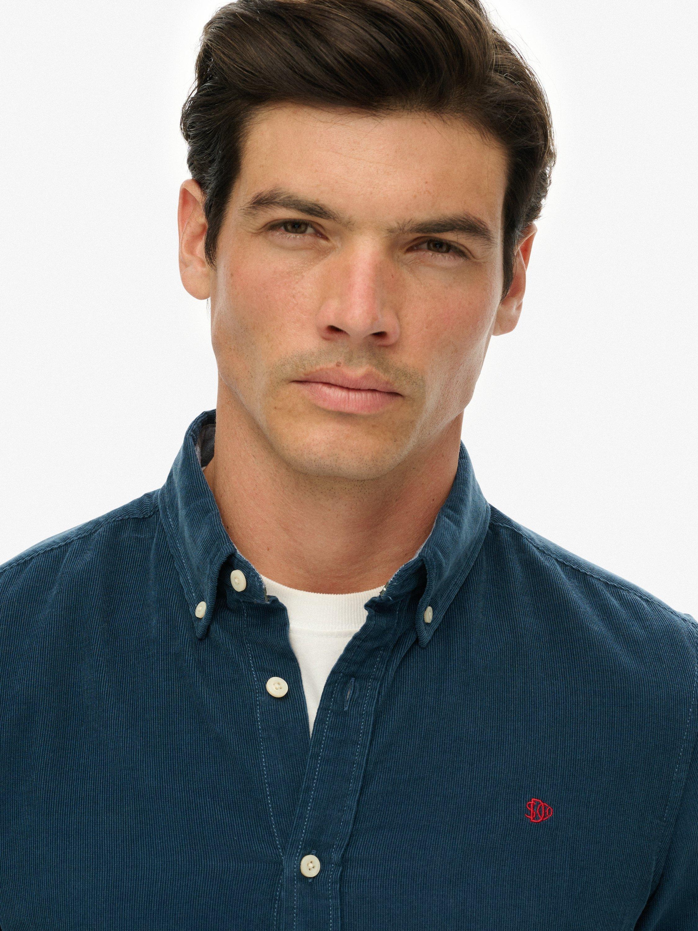 Product image 5 of 6, which shows Superdry Classic Needlecord Shirt, Insignia Blue, S