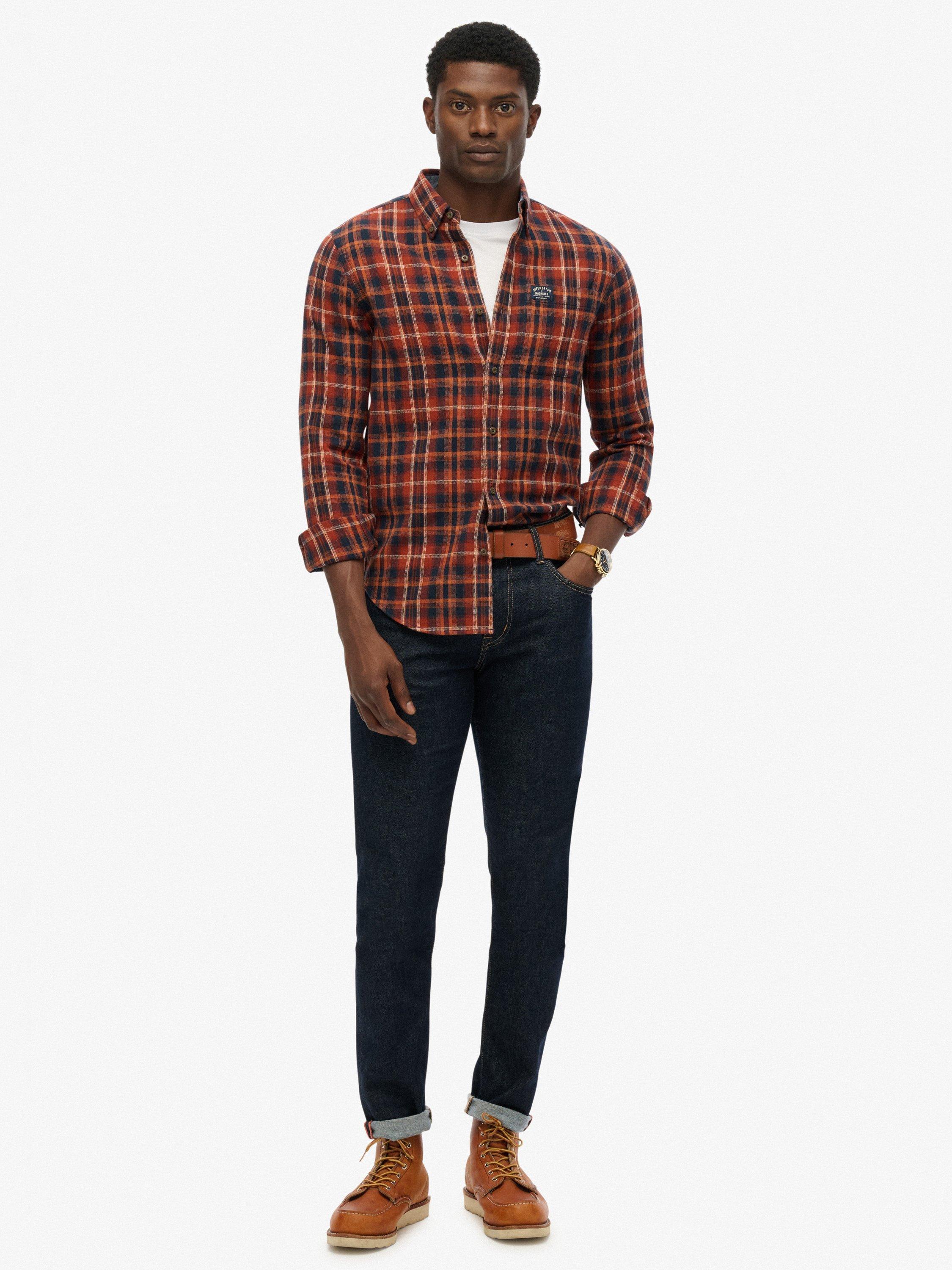 Product image 3 of 6, which shows Superdry Long Sleeve Check Cotton Lumberjack Shirt, Logger Check Orange, M