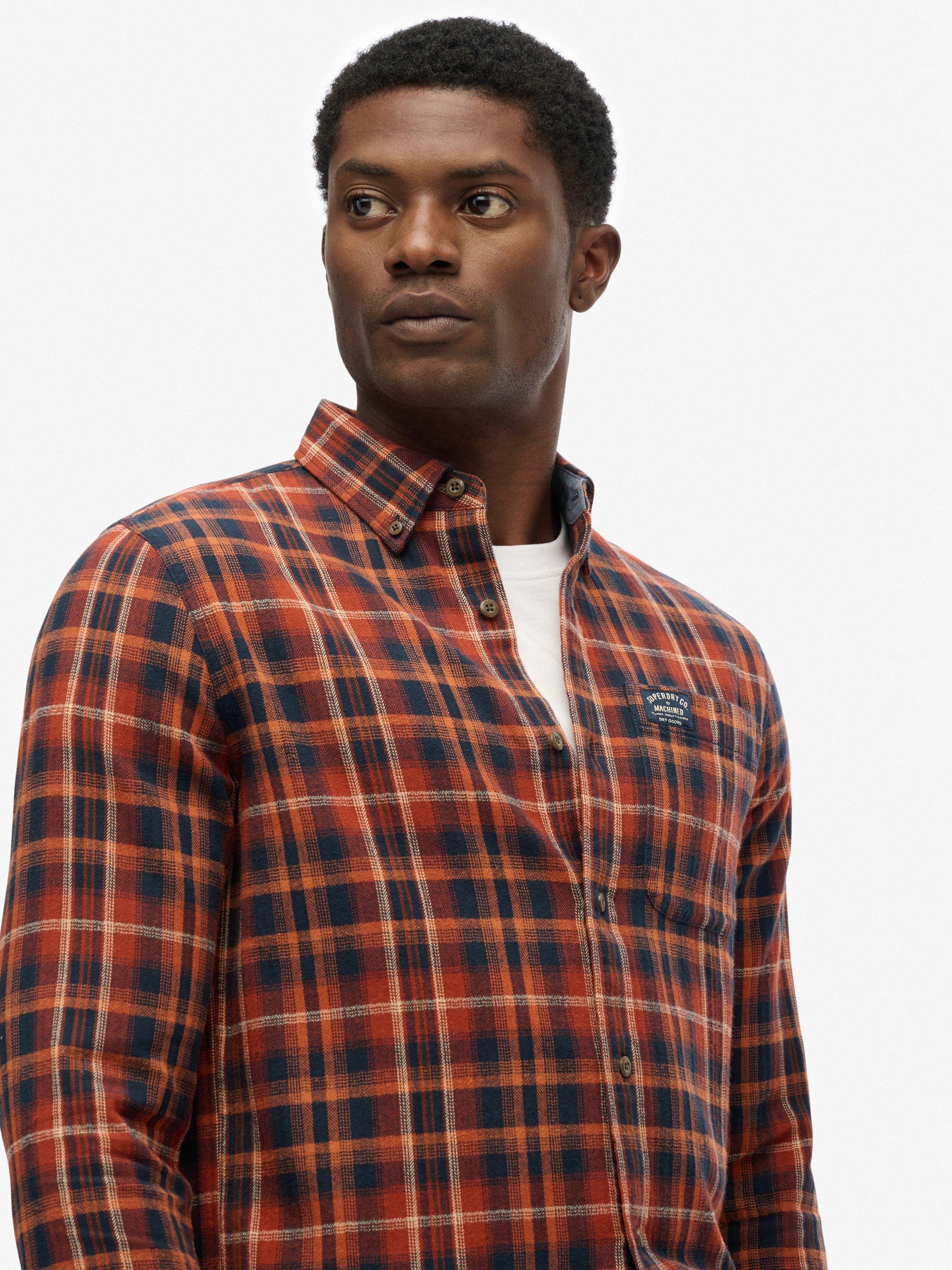Product image 4 of 6, which shows Superdry Long Sleeve Check Cotton Lumberjack Shirt, Logger Check Orange, M