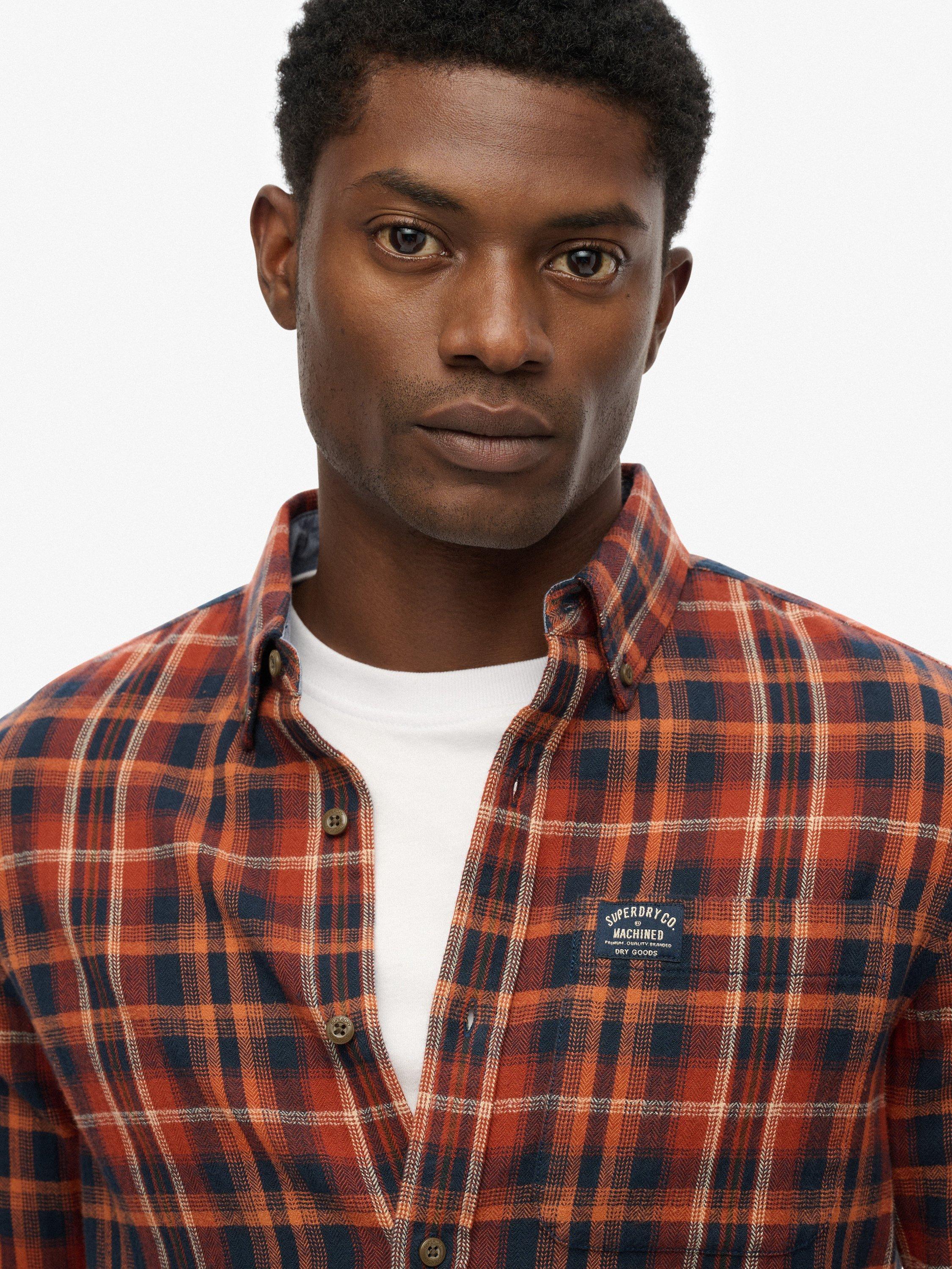 Product image 5 of 6, which shows Superdry Long Sleeve Check Cotton Lumberjack Shirt, Logger Check Orange, M