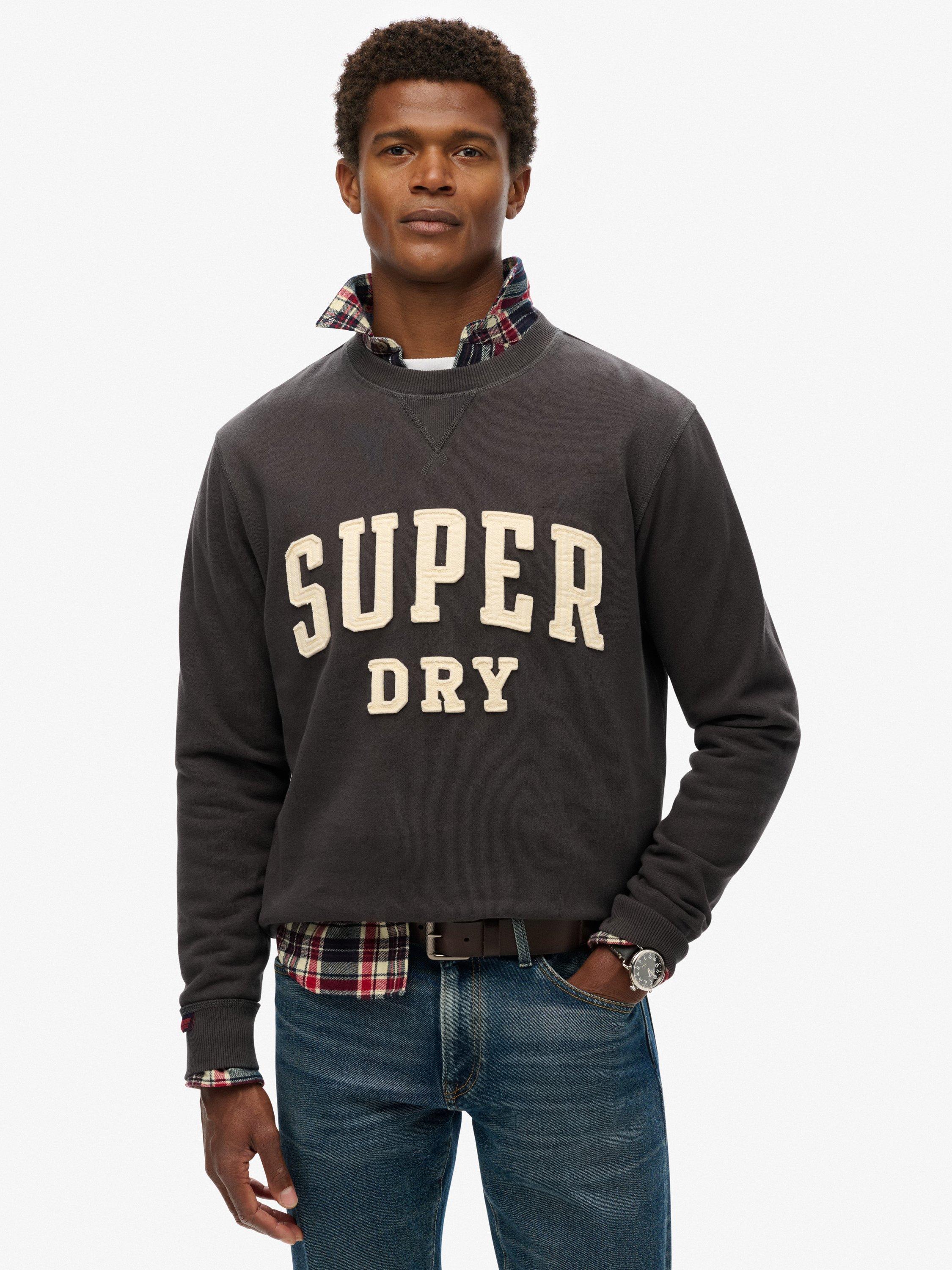 Product image 1 of 5, which shows Superdry Vintage Athletic Crew Sweatshirt, Washed Black, S