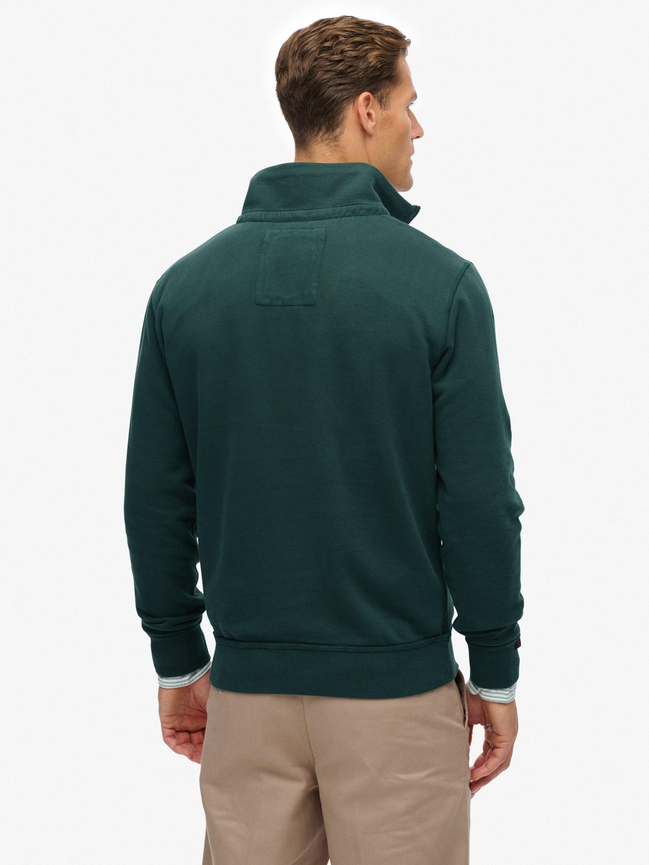 Product image 2 of 6, which shows Superdry Vintage Athletic Zip Half-Zip Jumper, Eagle Green, XXL