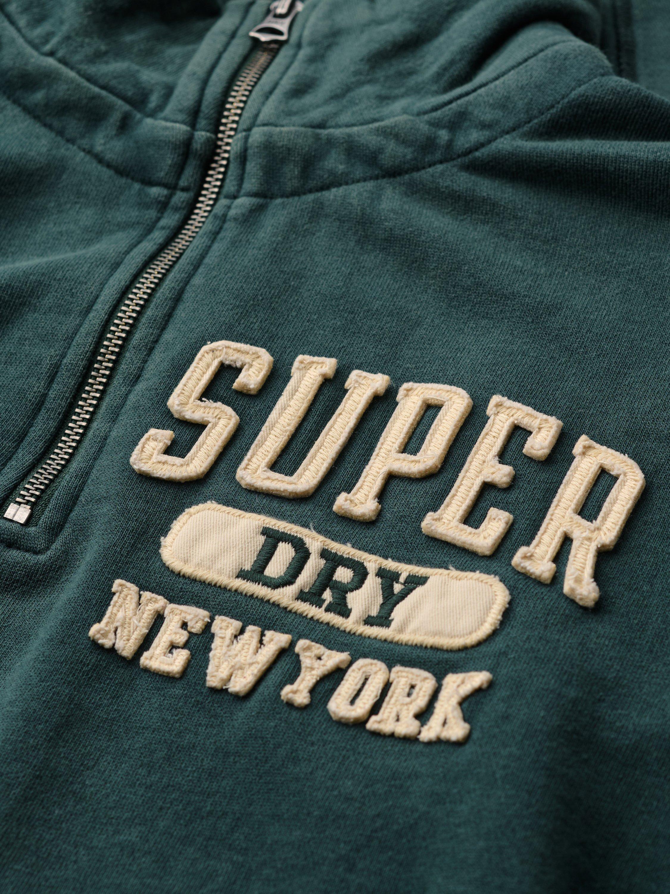 Product image 6 of 6, which shows Superdry Vintage Athletic Zip Half-Zip Jumper, Eagle Green, XXL