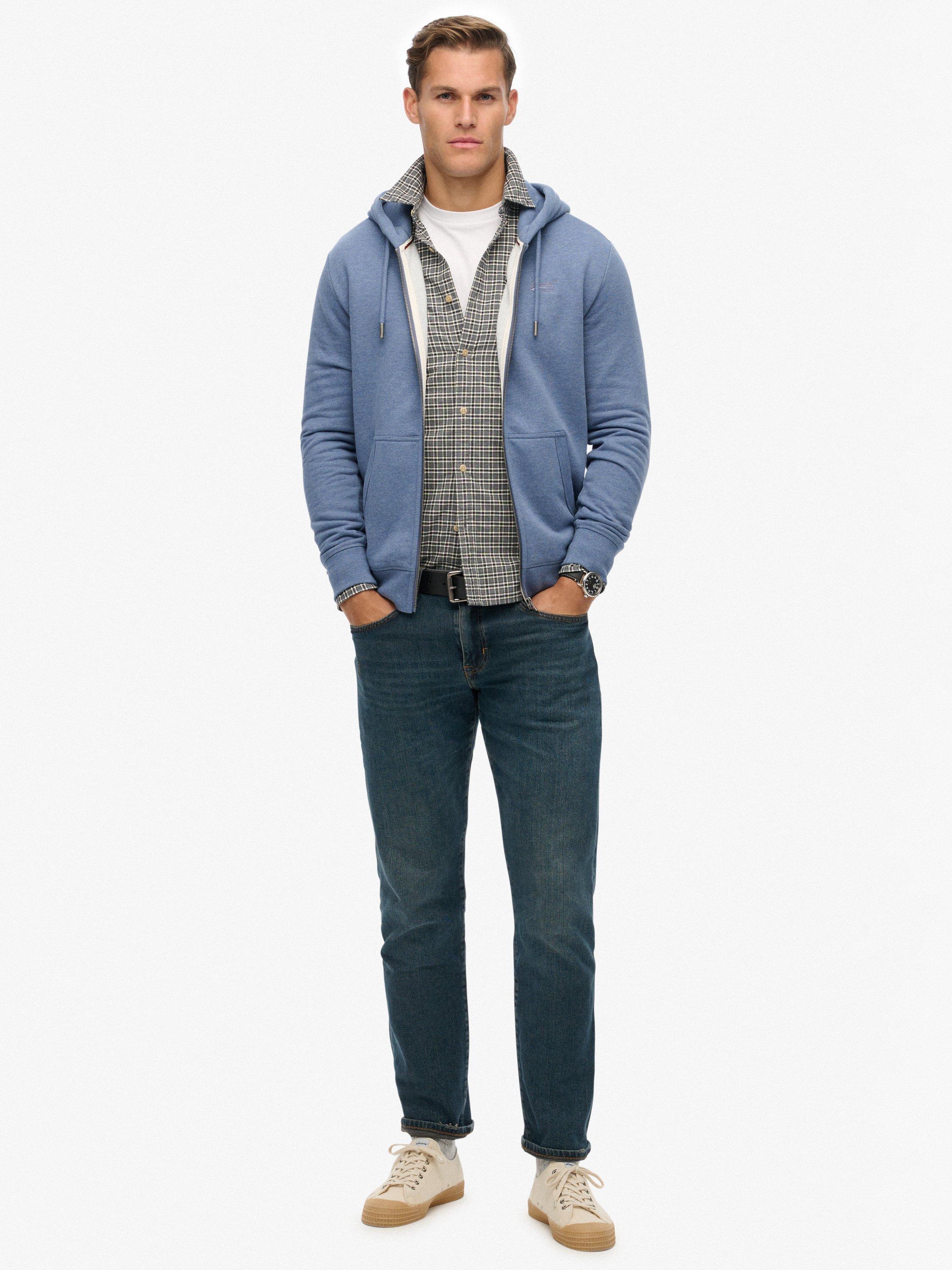 Product image 3 of 6, which shows Superdry Essential Logo Zip Hoodie, Jeans Blue Marl, S
