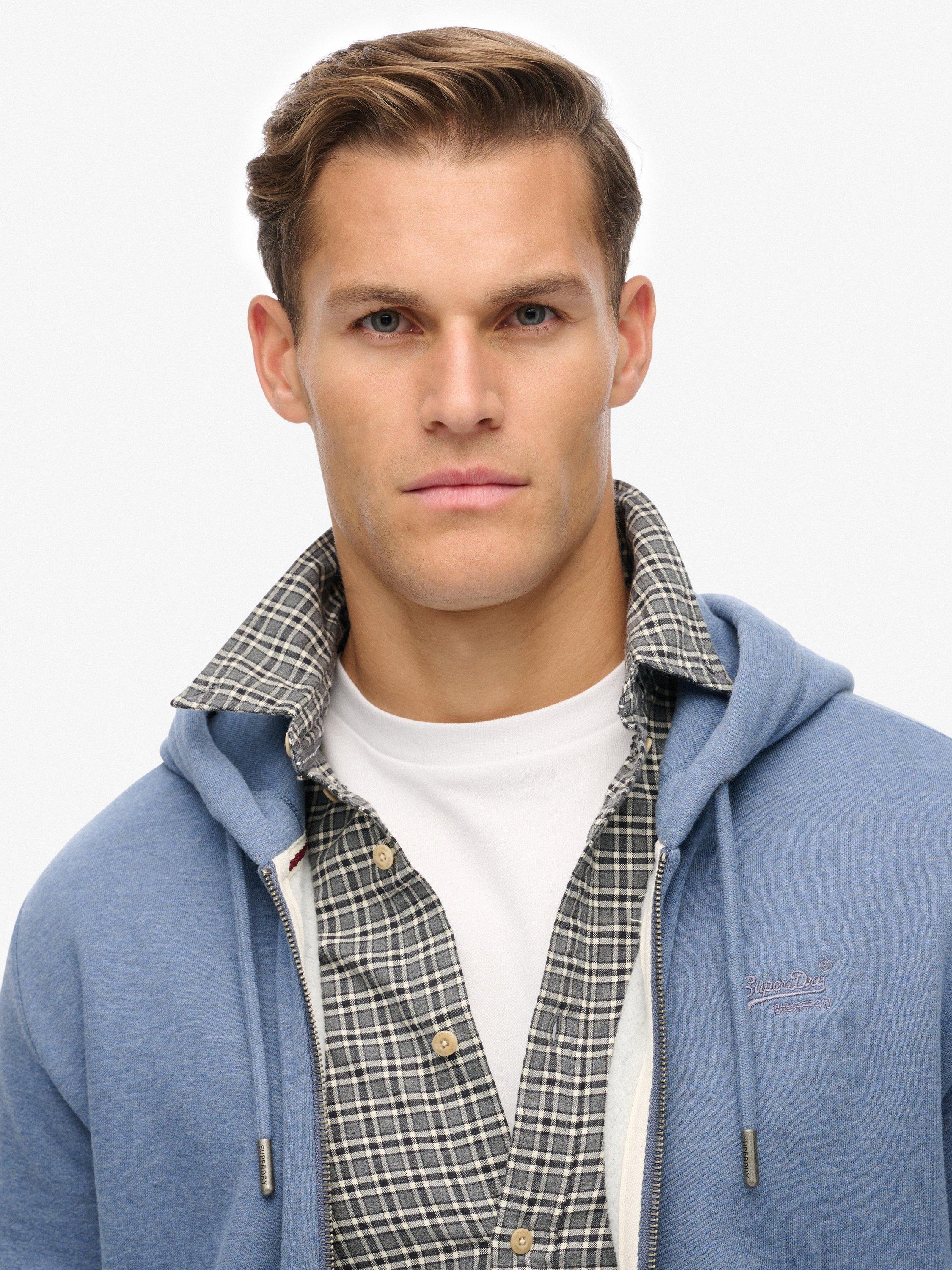 Product image 5 of 6, which shows Superdry Essential Logo Zip Hoodie, Jeans Blue Marl, S