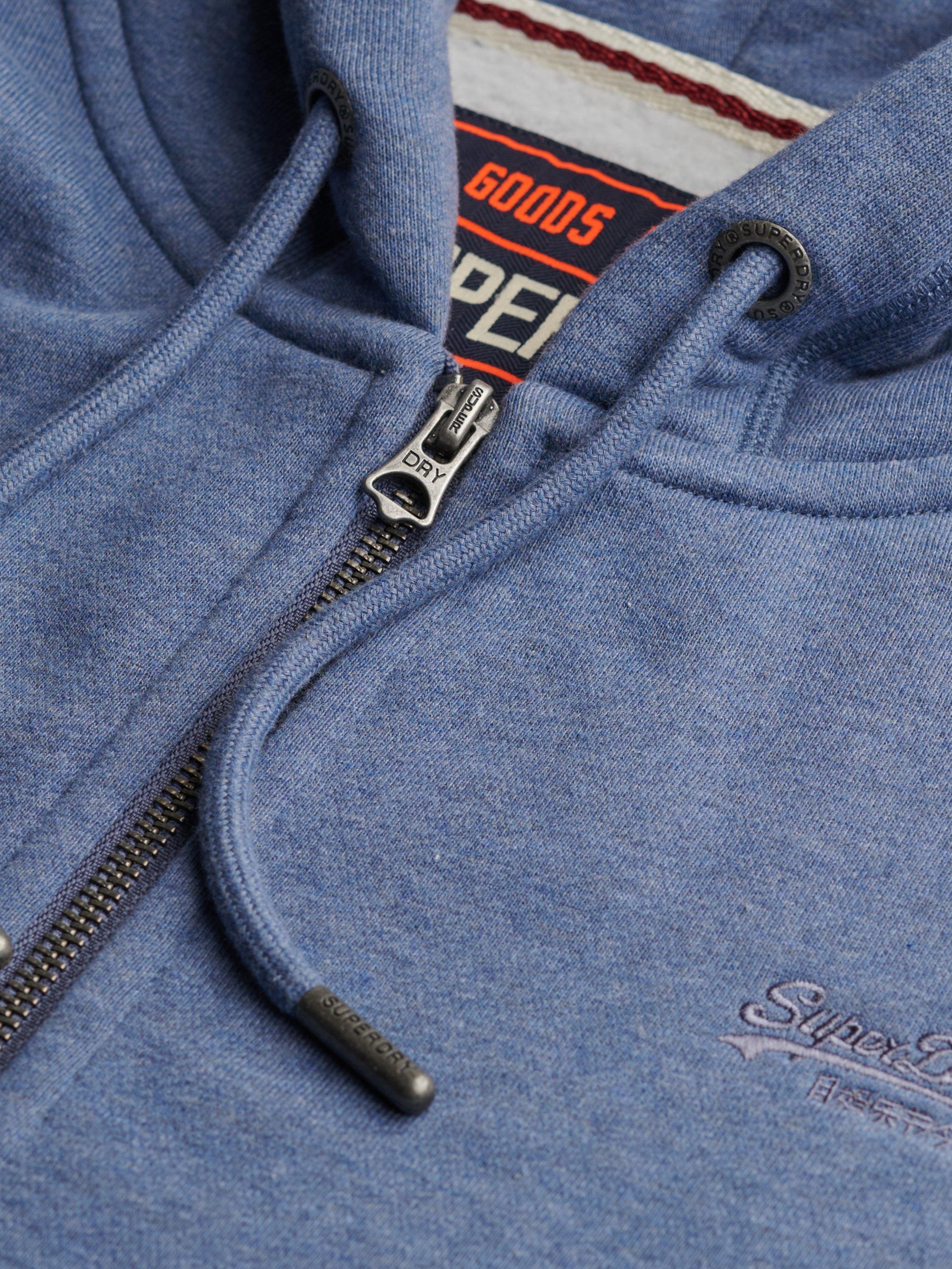 Product image 6 of 6, which shows Superdry Essential Logo Zip Hoodie, Jeans Blue Marl, S