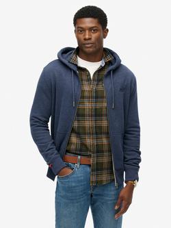 Superdry Essential Logo Zip Hoodie, Heritage Navy Marl, Heritage Navy Marl
