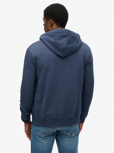 Superdry Essential Logo Zip Hoodie, Heritage Navy Marl - view 2, Heritage Navy Marl