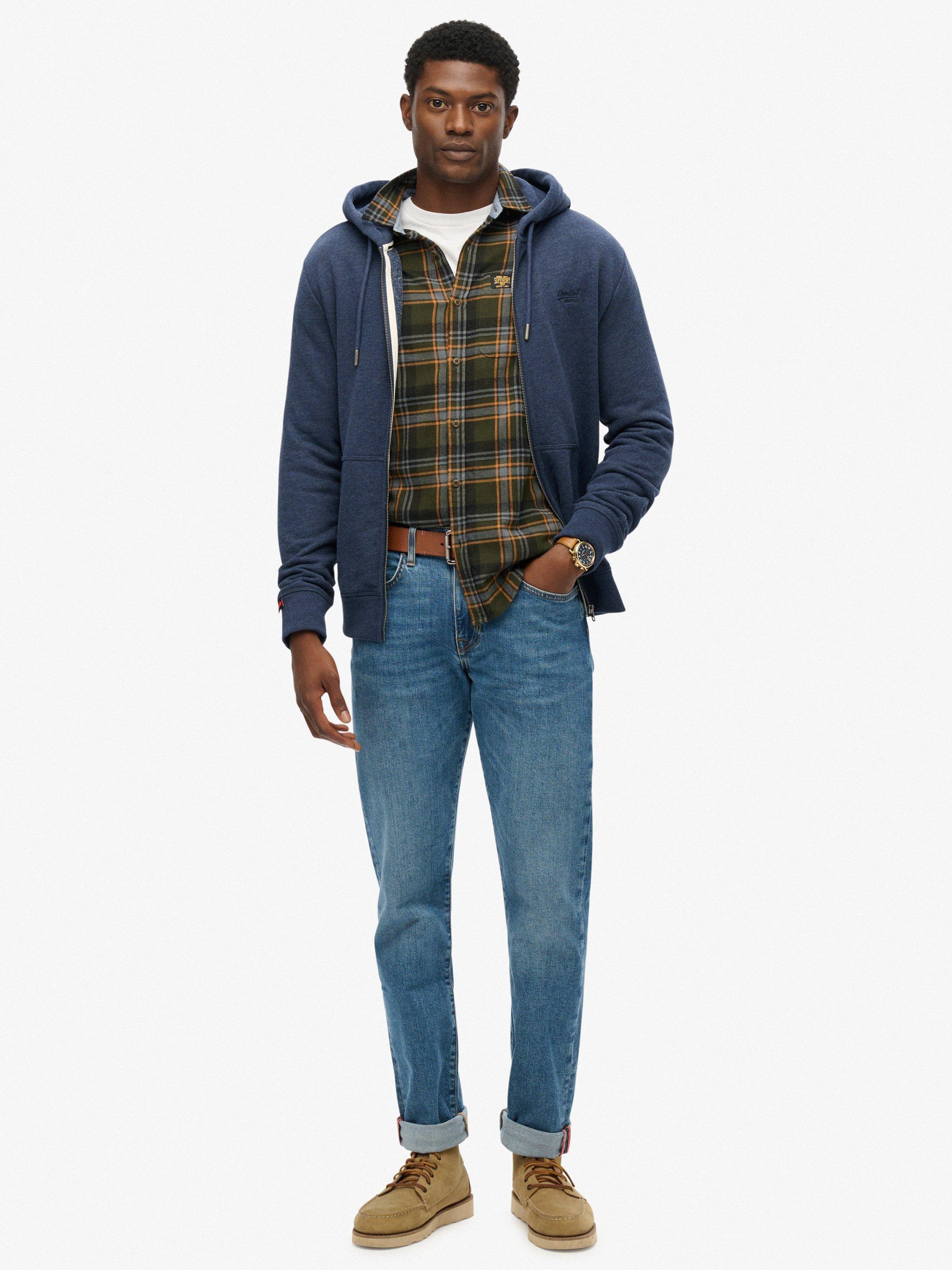 Product image 3 of 6, which shows Superdry Essential Logo Zip Hoodie, Heritage Navy Marl, XXXL