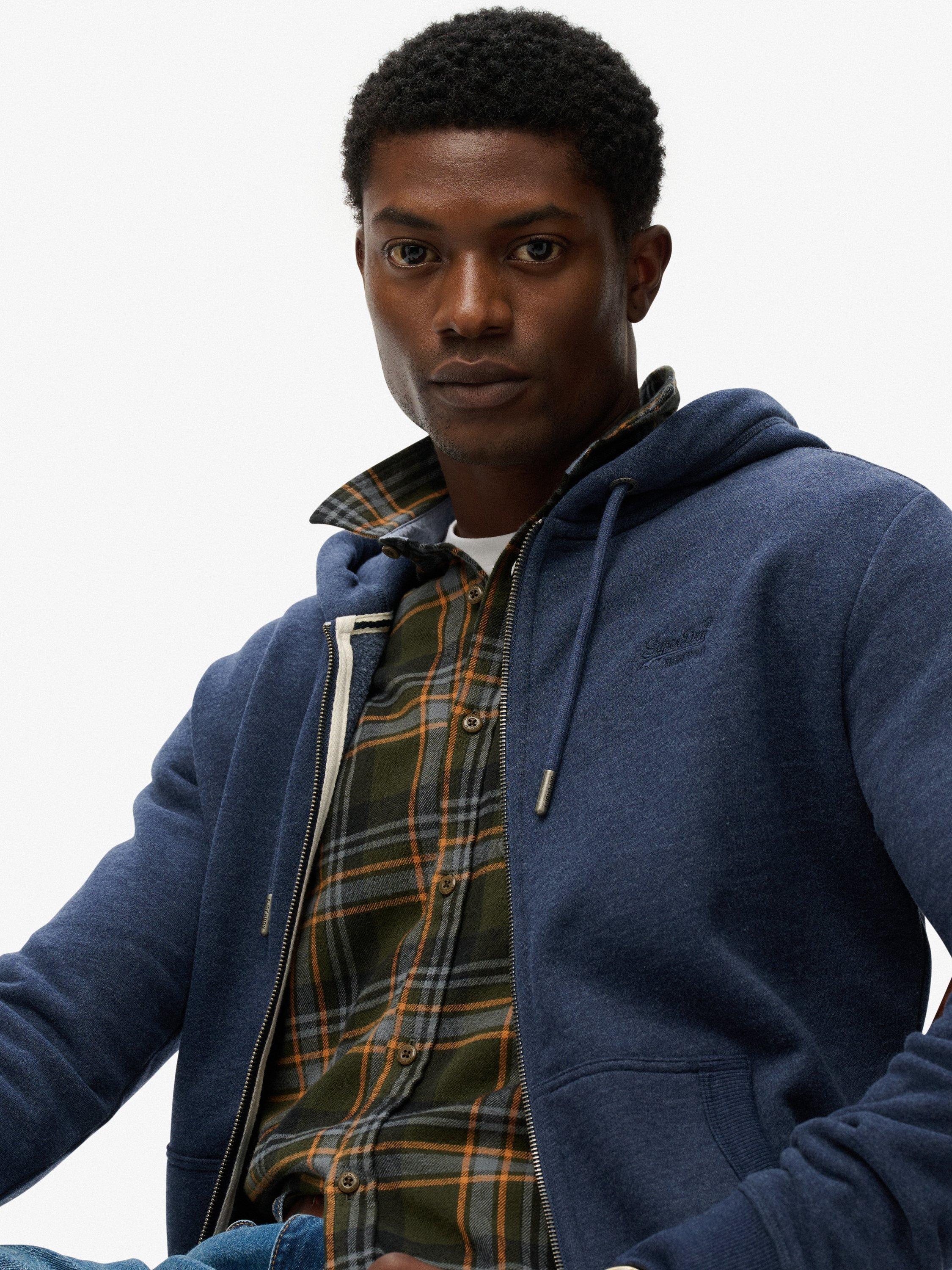 Product image 4 of 6, which shows Superdry Essential Logo Zip Hoodie, Heritage Navy Marl, XXXL
