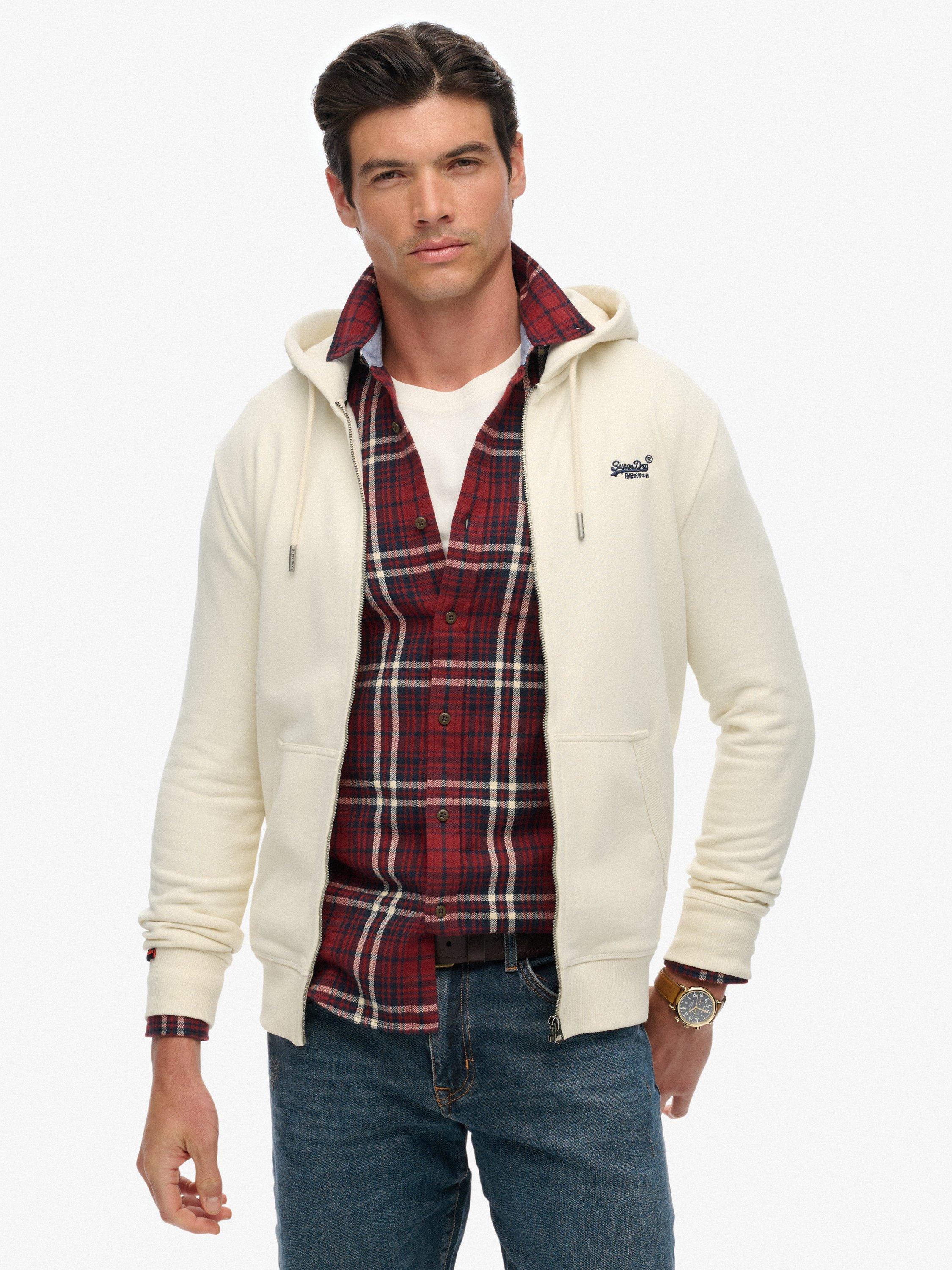 Product image 1 of 6, which shows Superdry Essential Logo Zip Hoodie, Dusty White, XXXL