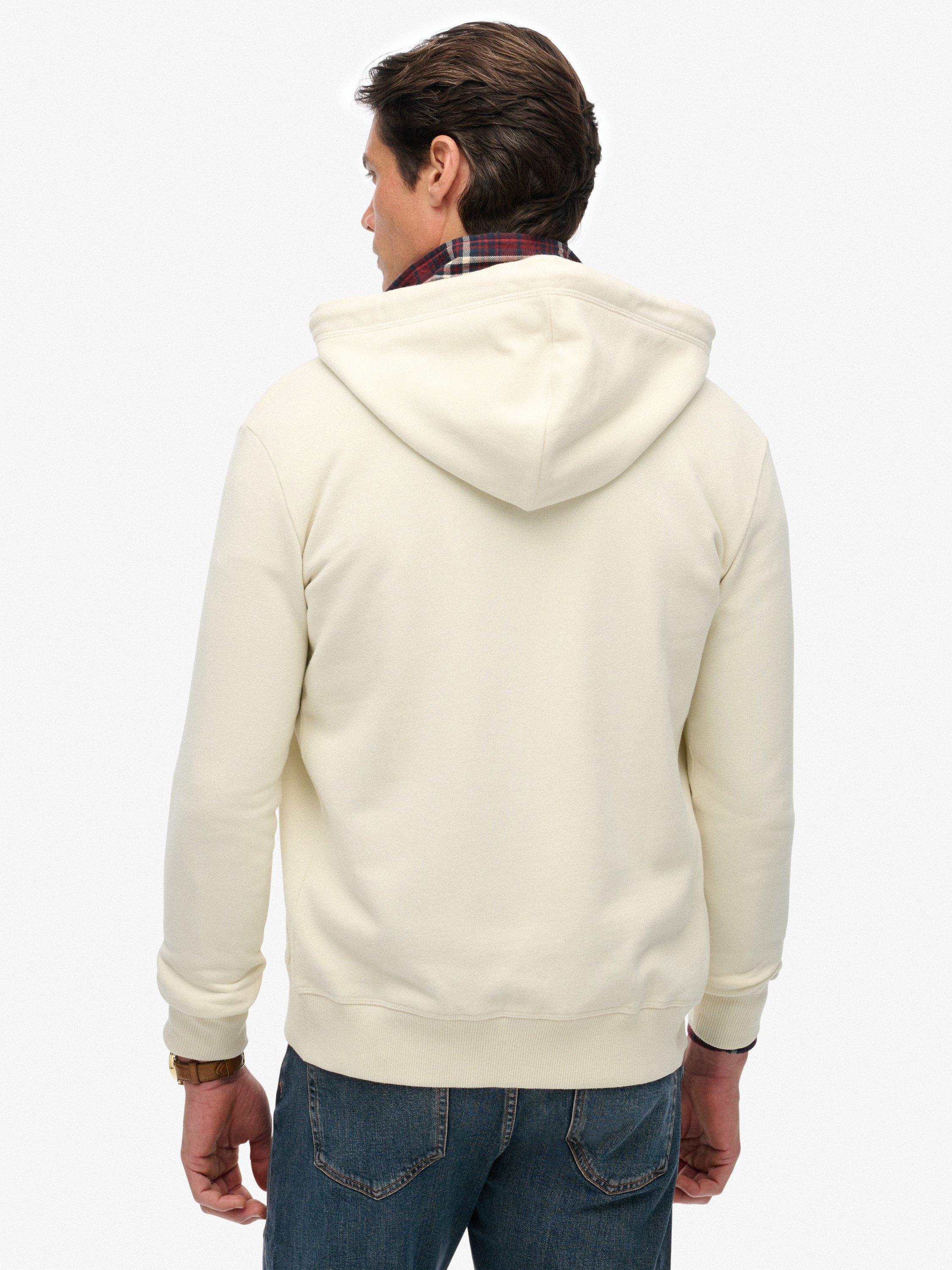 Product image 2 of 6, which shows Superdry Essential Logo Zip Hoodie, Dusty White, XXXL