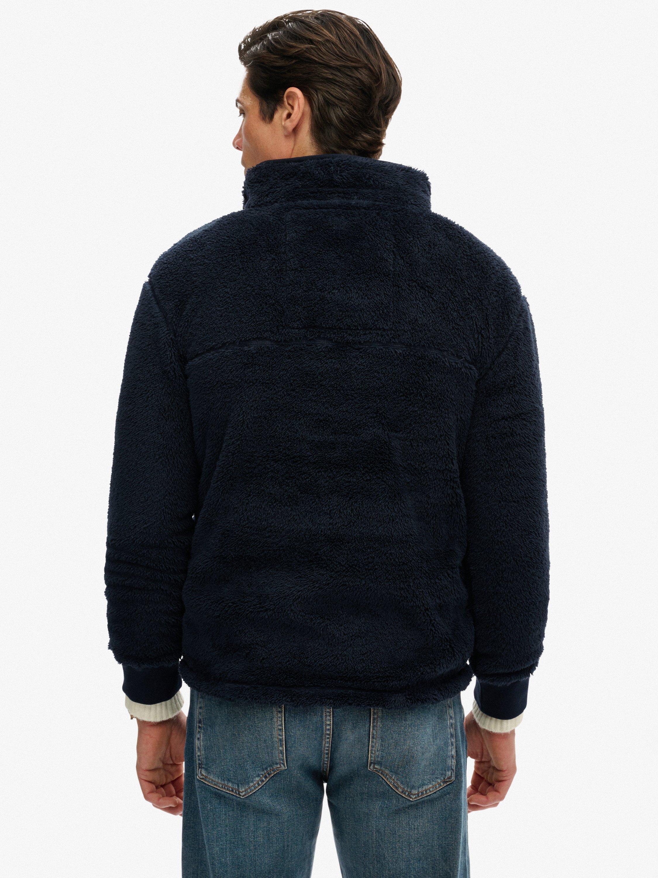 Product image 2 of 6, which shows Superdry High Pile Fleece Henley Jumper, Eclipse Navy, L