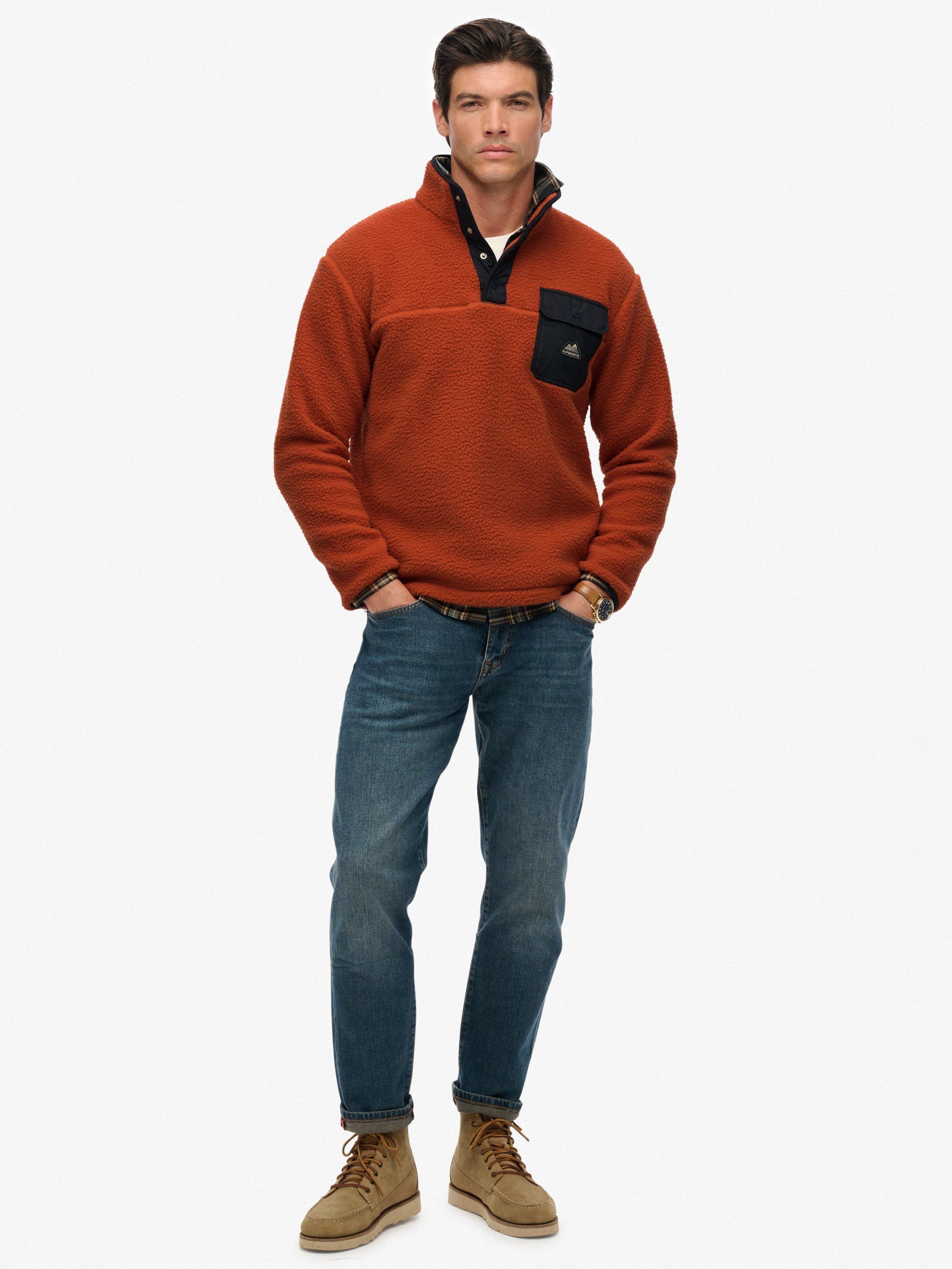 Product image 3 of 6, which shows Superdry Fuji Fleece Half Popper Jumper, Mango Orange, S